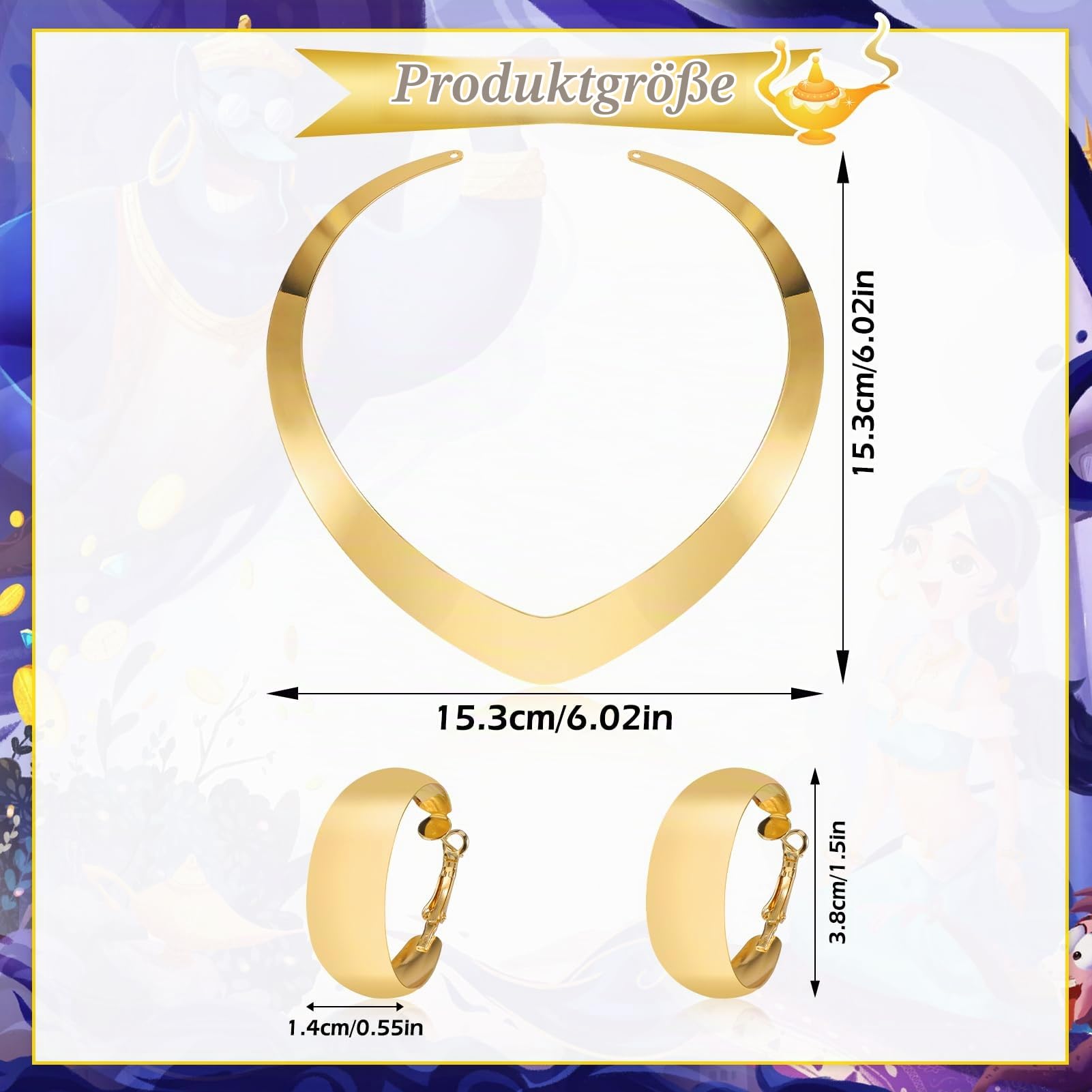 howaf-prinzessin-kost-m-damen-schmuck-set-krone-gold image 3