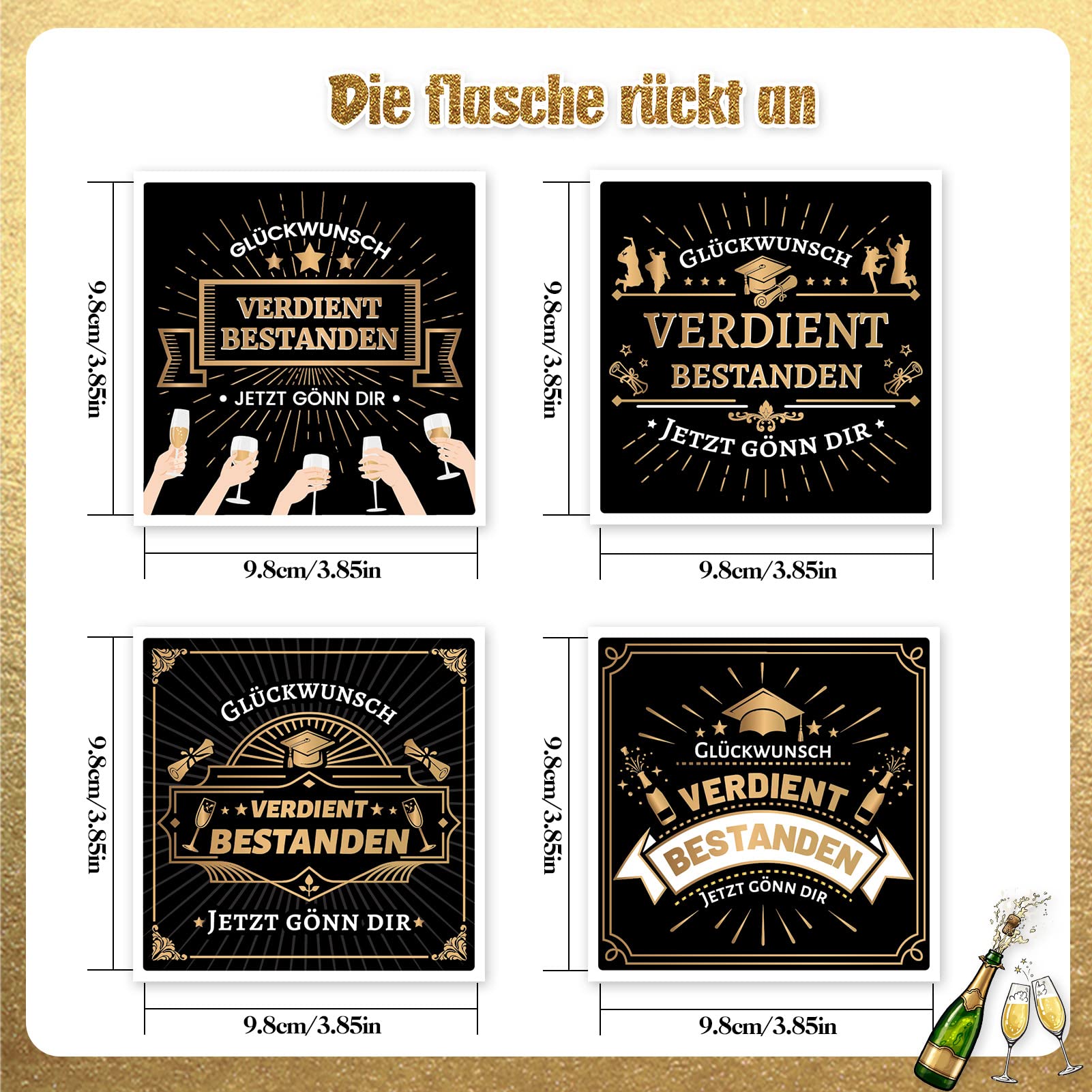 howaf-abschluss-flaschenetikett-verdient-bestanden-4er-set-schleife image 3