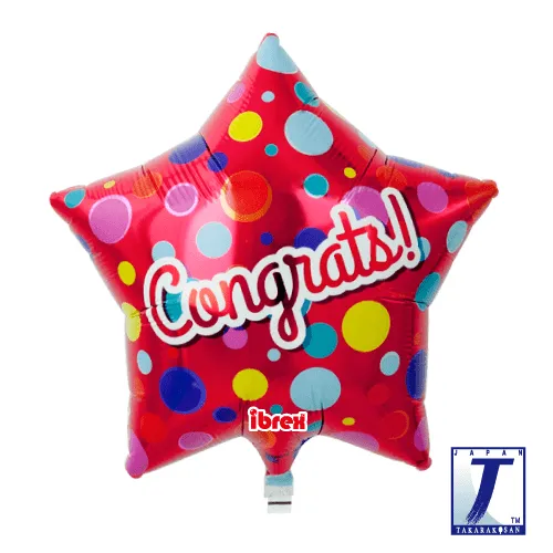 takara-ibrex-star-15-folienballon-congrats-dots-metallic-red image 1