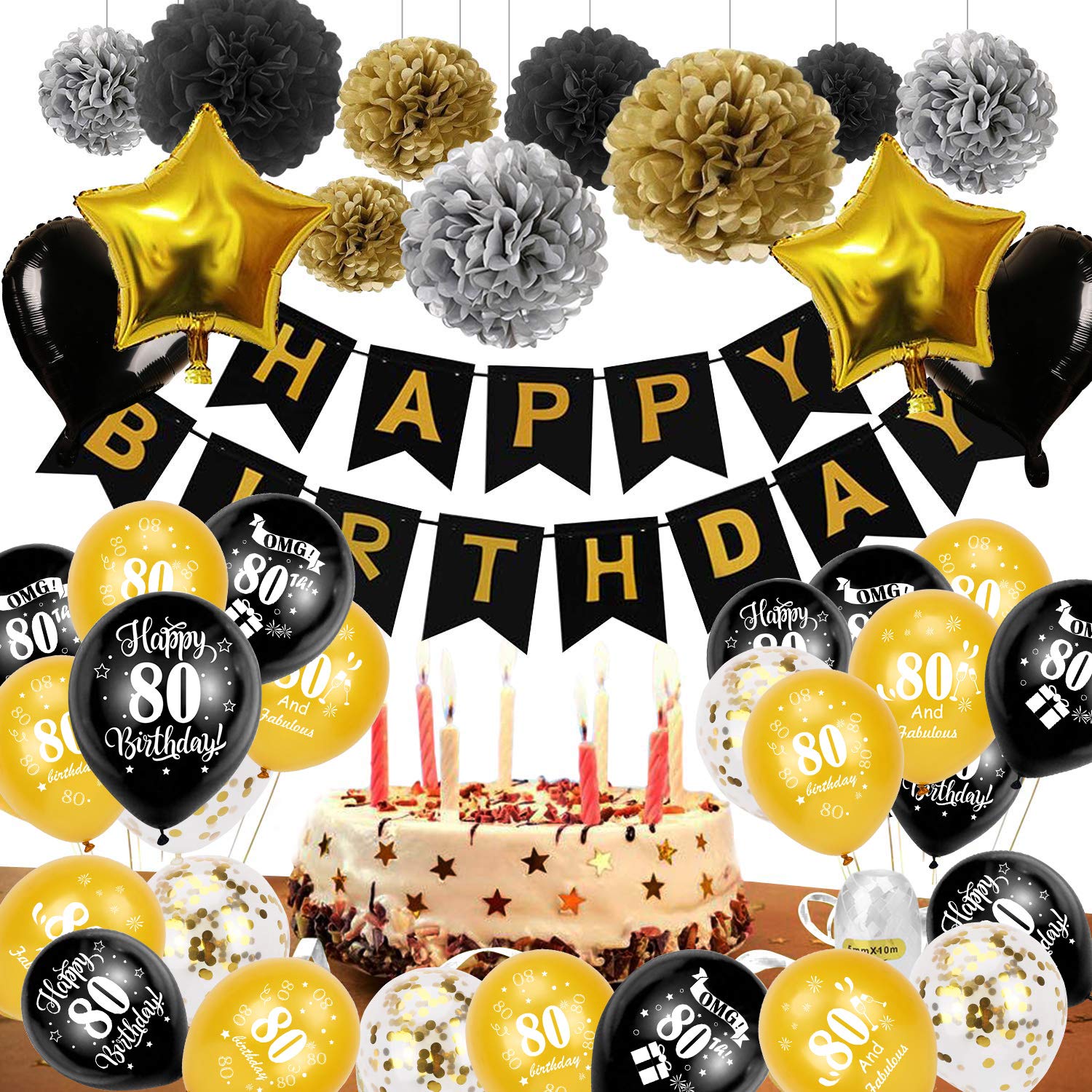howaf-80-geburtstag-ballons-schwarz-gold-30-st-ck image 5