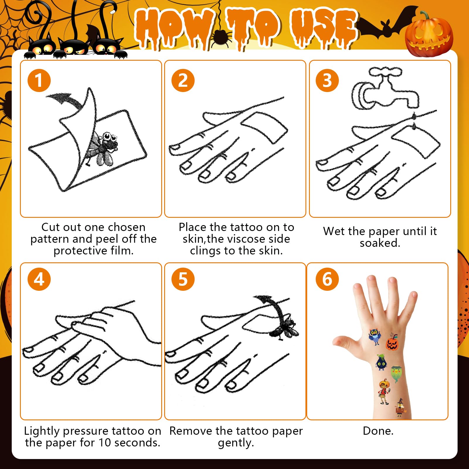 howaf-halloween-tattoo-kinder-60-bl-tter-wasserdicht image 7