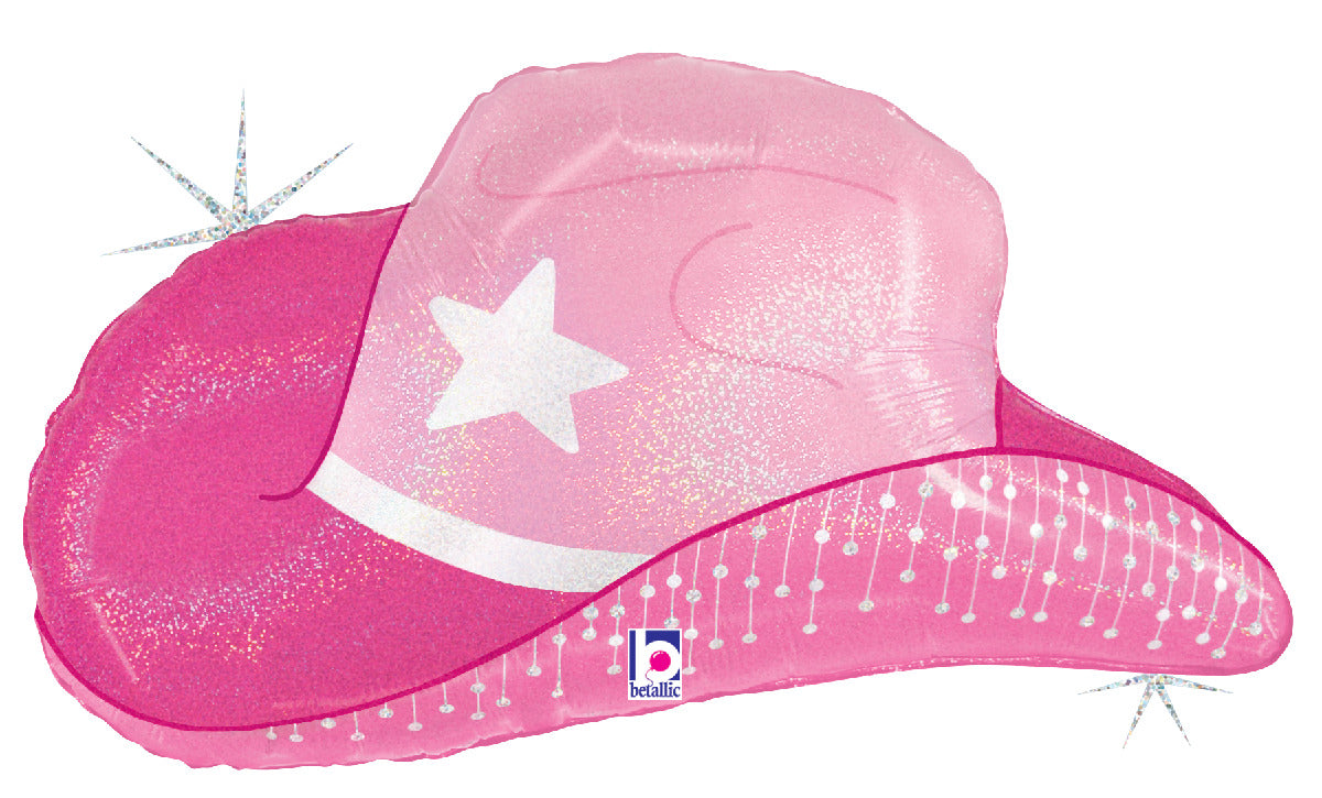 betallic-pink-cowgirl-hat-folienballon-26-rosa-holografisch image 1