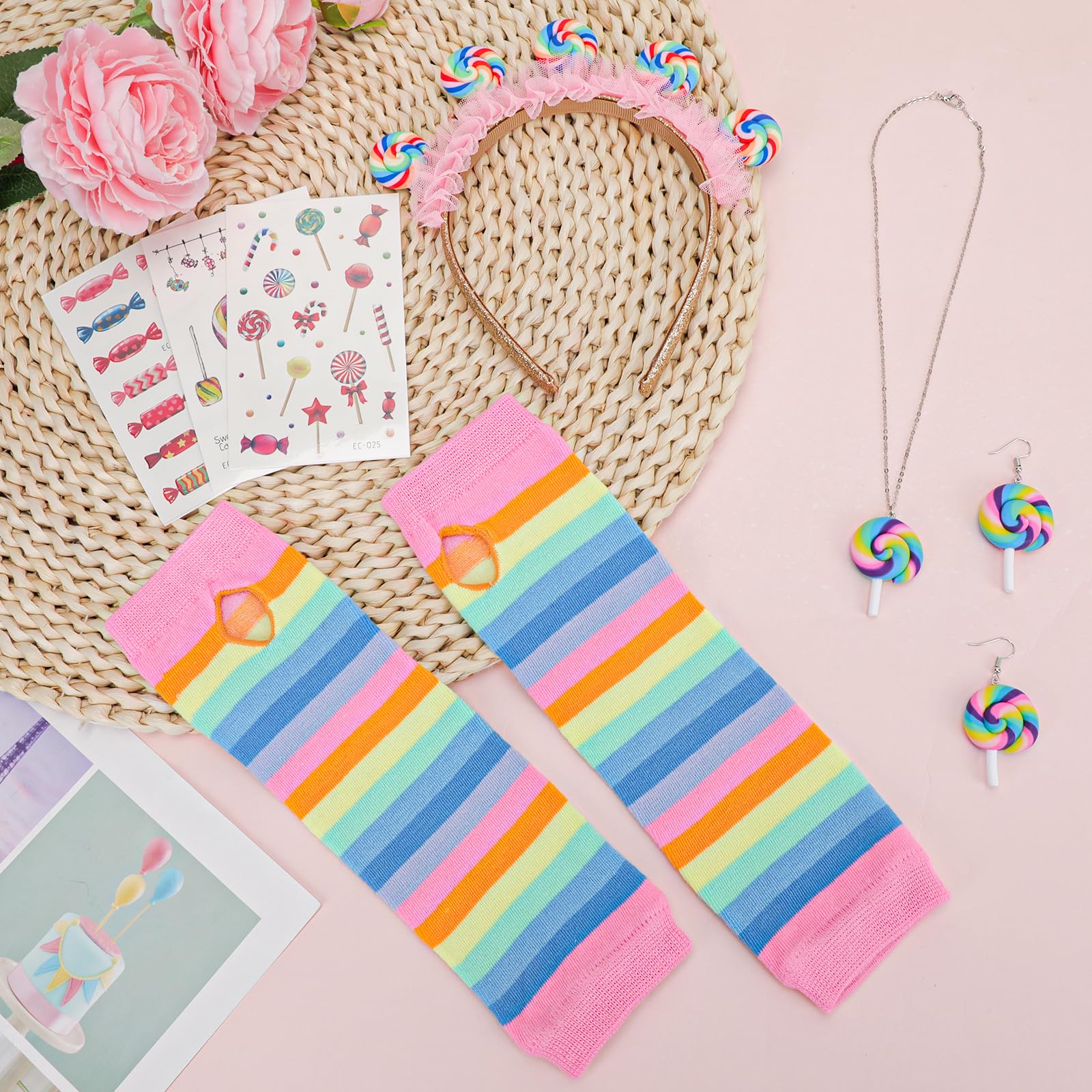 howaf-lollipop-kost-m-set-haarreif-handschuhe-tattoos-candy image 5
