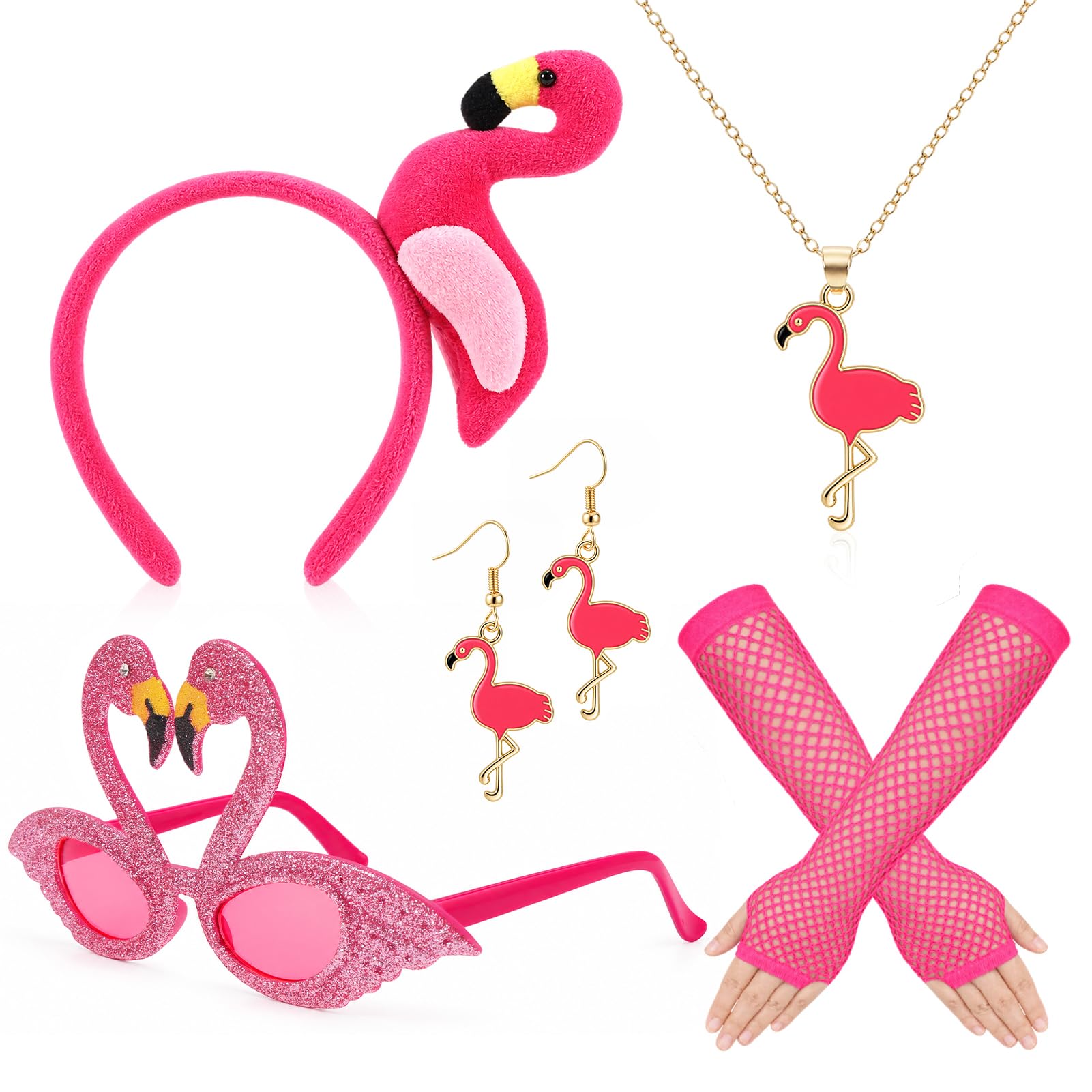 howaf-flamingo-kost-m-damen-set-haarreif-brille-rosa image 1