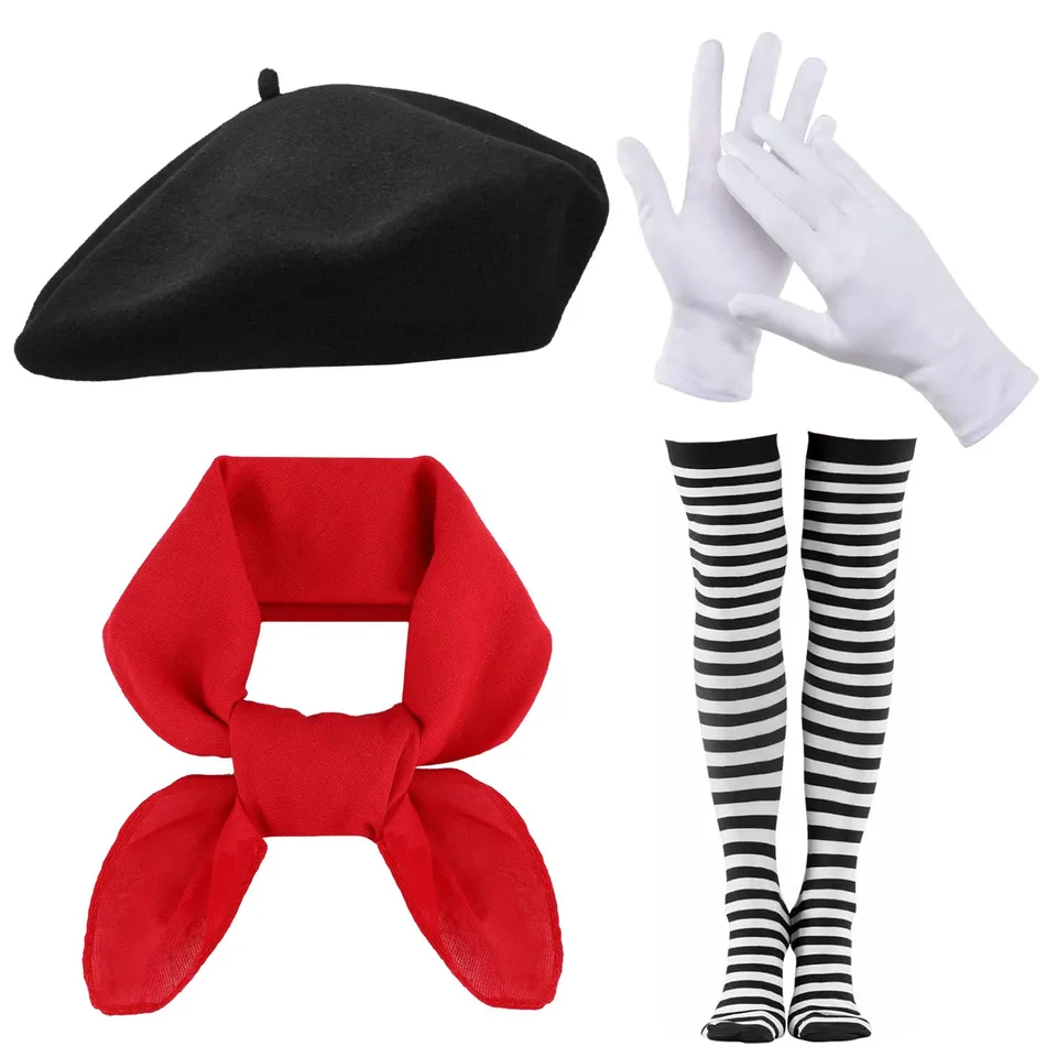 howaf-pantomime-kost-m-set-4-teilig-baskenm-tze-damen-herren image 1