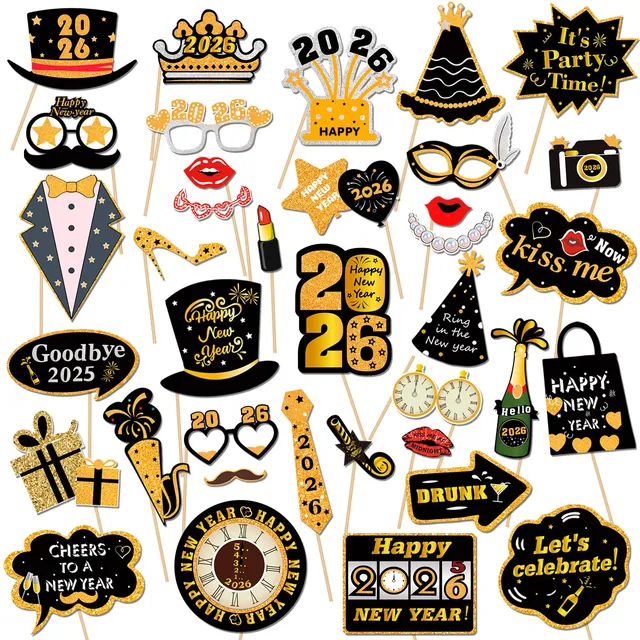 howaf-silvester-fotobox-41-st-ck-schwarz-gold-2026 image 1