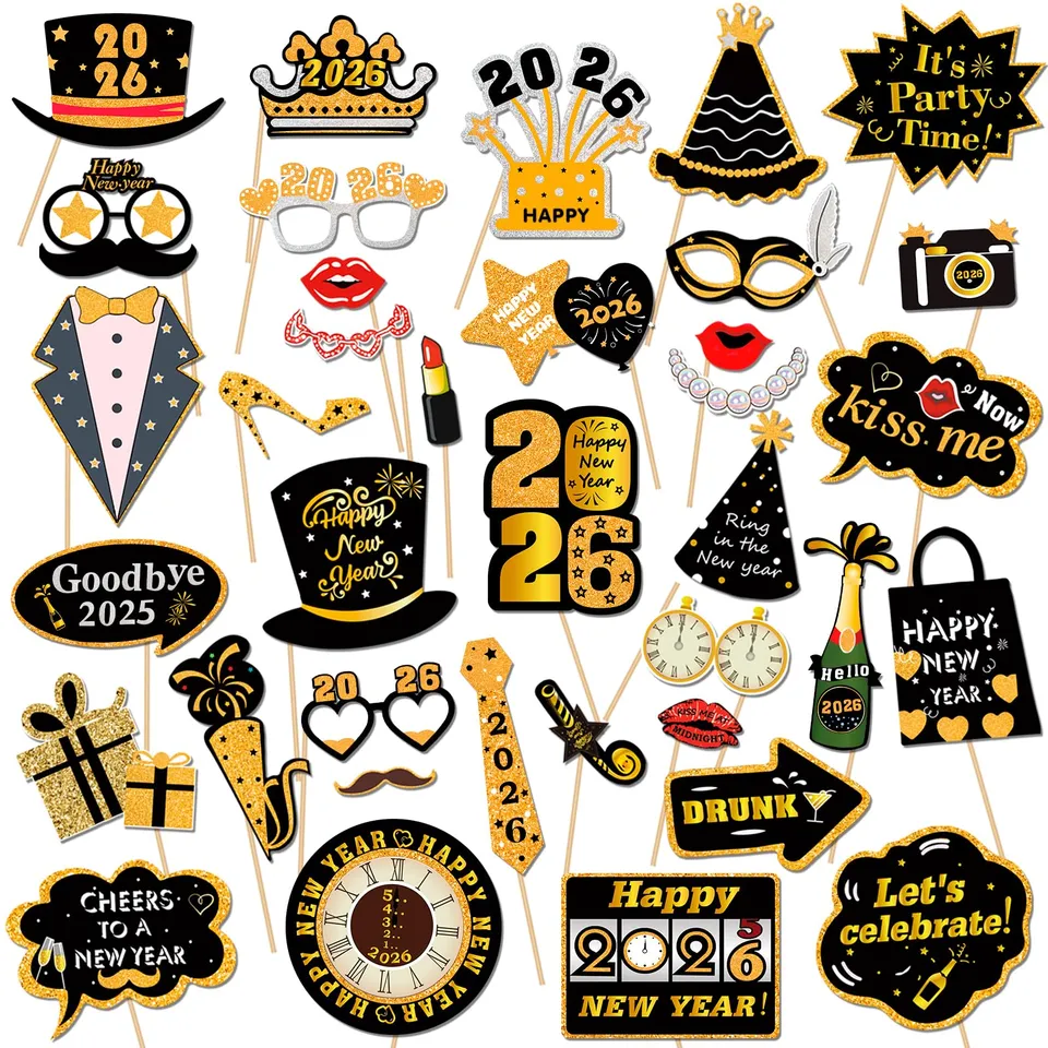 howaf-silvester-fotobox-41-st-ck-schwarz-gold-2026 image 1