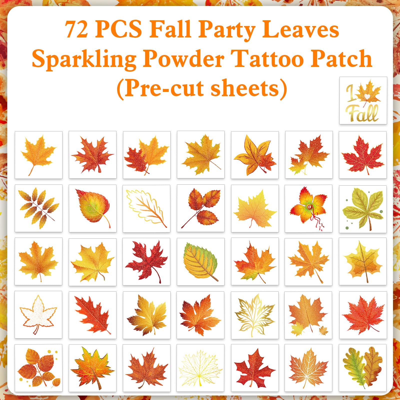 howaf-temporary-tattoos-herbst-glitzer-tattoos-72-st-ck-ahorn image 3