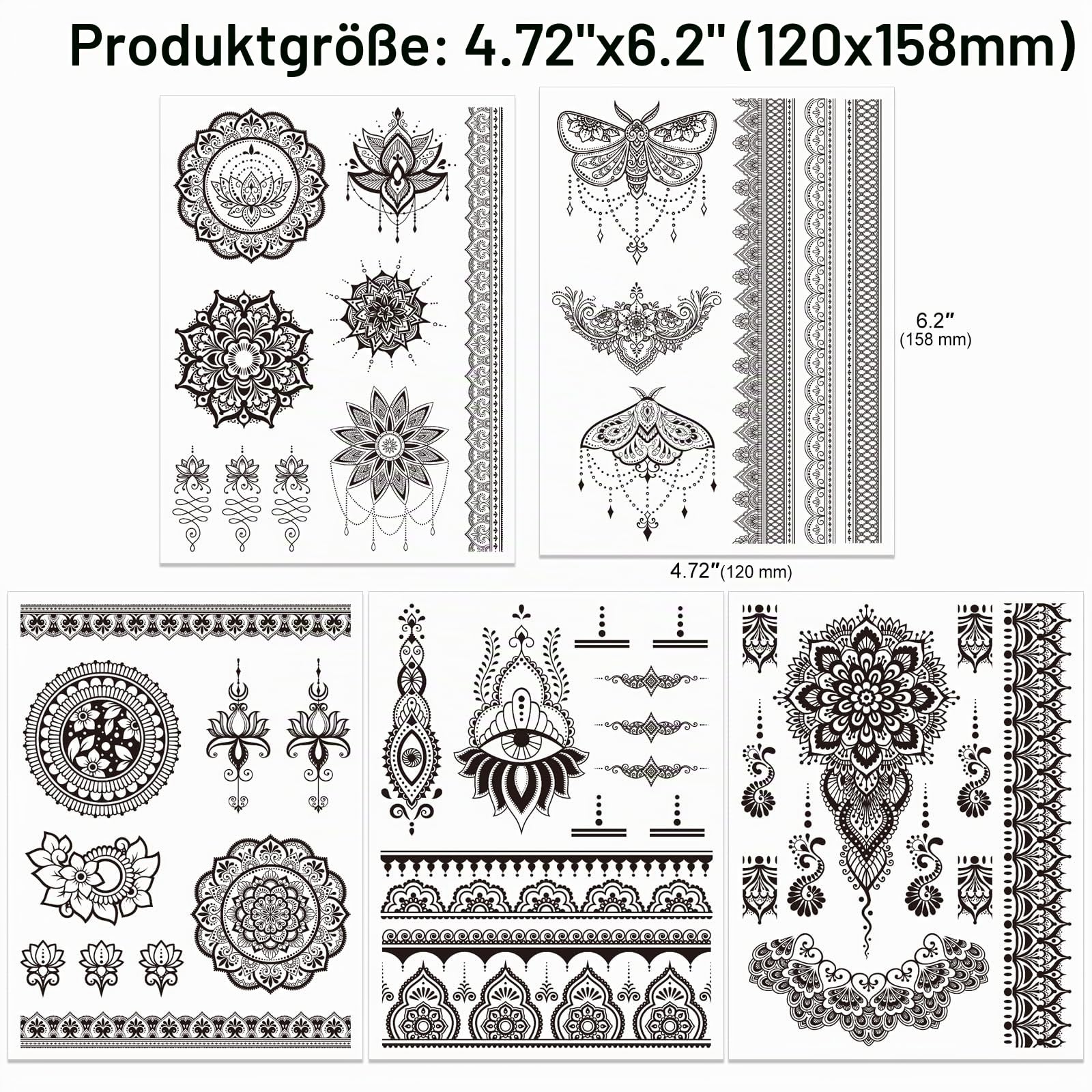 howaf-henna-tattoos-schwarz-mandala-11-blatt-wasserfest image 2