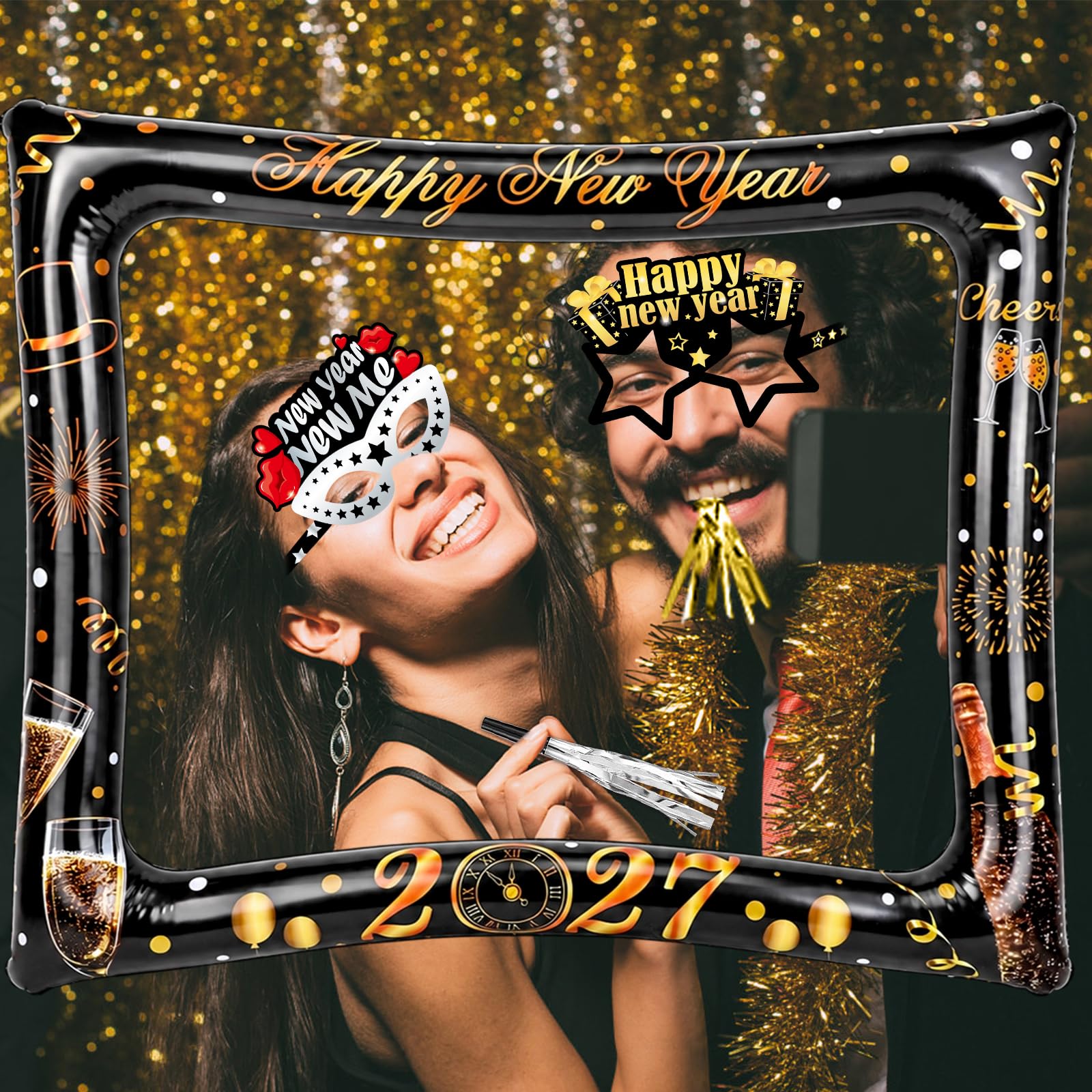 howaf-silvester-deko-set-2027-fotorahmen-partydeko-schwarz-gold-61-tlg image 6
