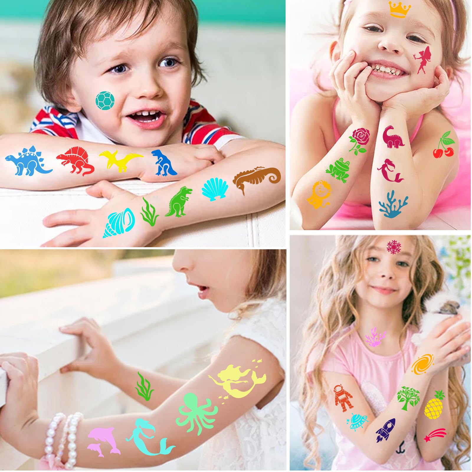 howaf-tattoo-schablonen-kinder-110-st-ck-glitzer-schminkschablonen image 7