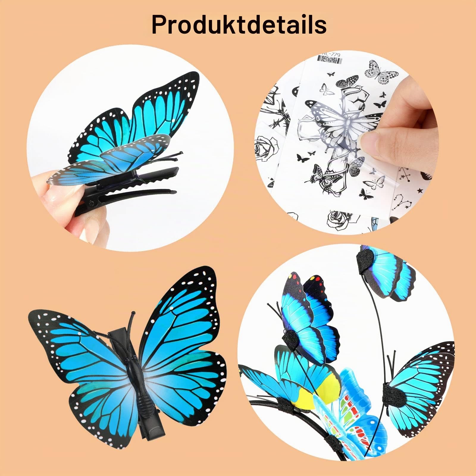 howaf-schmetterling-kost-m-damen-set-blau-haarreif-tattoos image 5