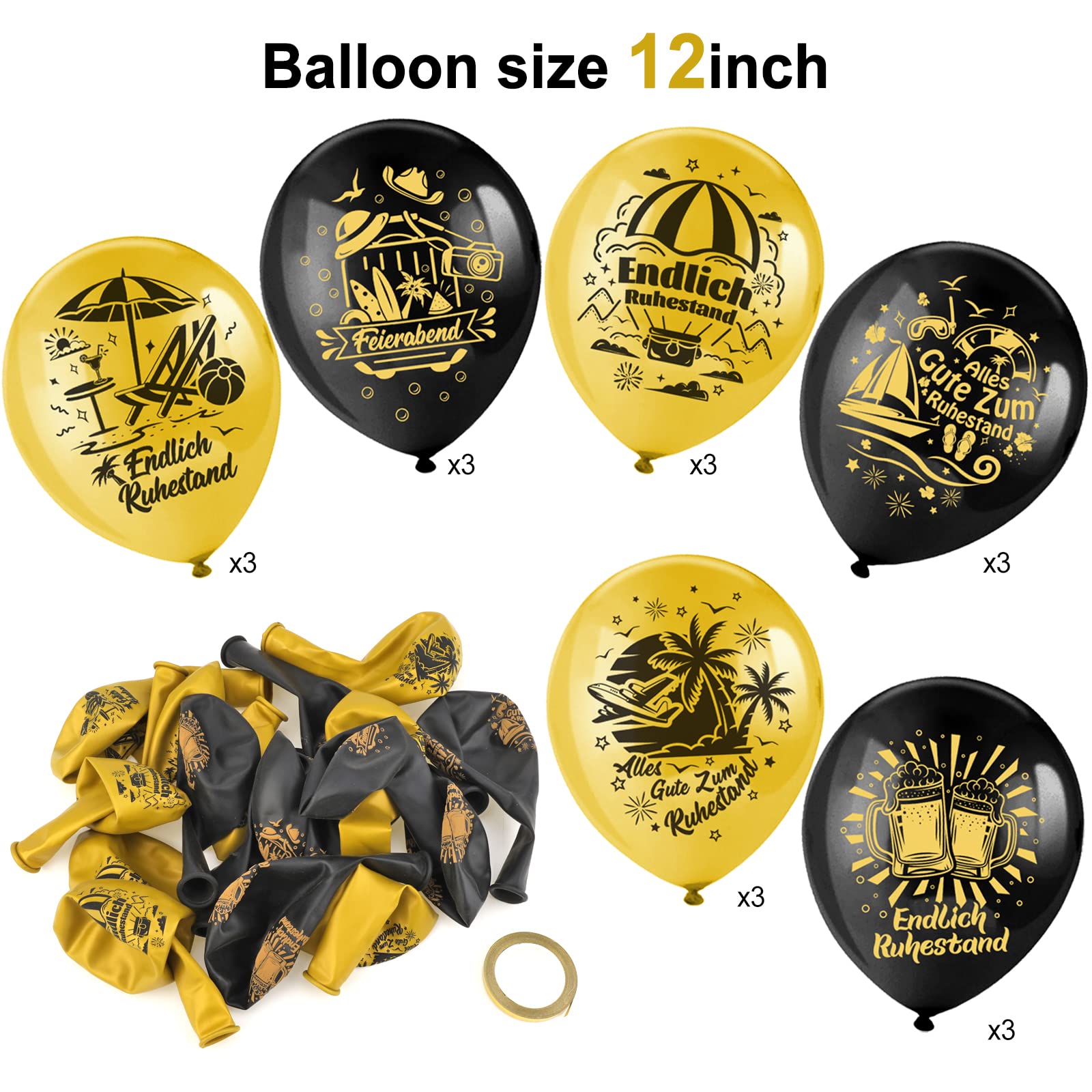 howaf-ruhestand-luftballons-18er-set-mit-girlande-schwarz-gold image 4