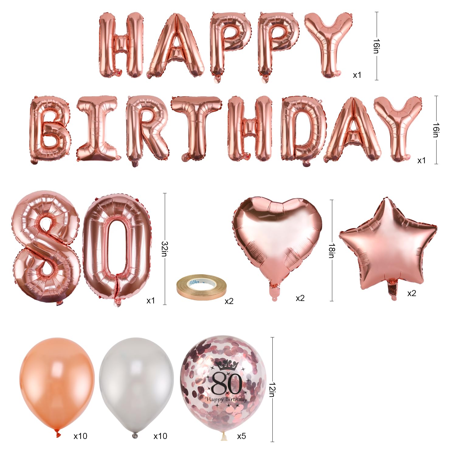 howaf-80-geburtstag-deko-luftballon-set-ros-gold-59-teilig image 3