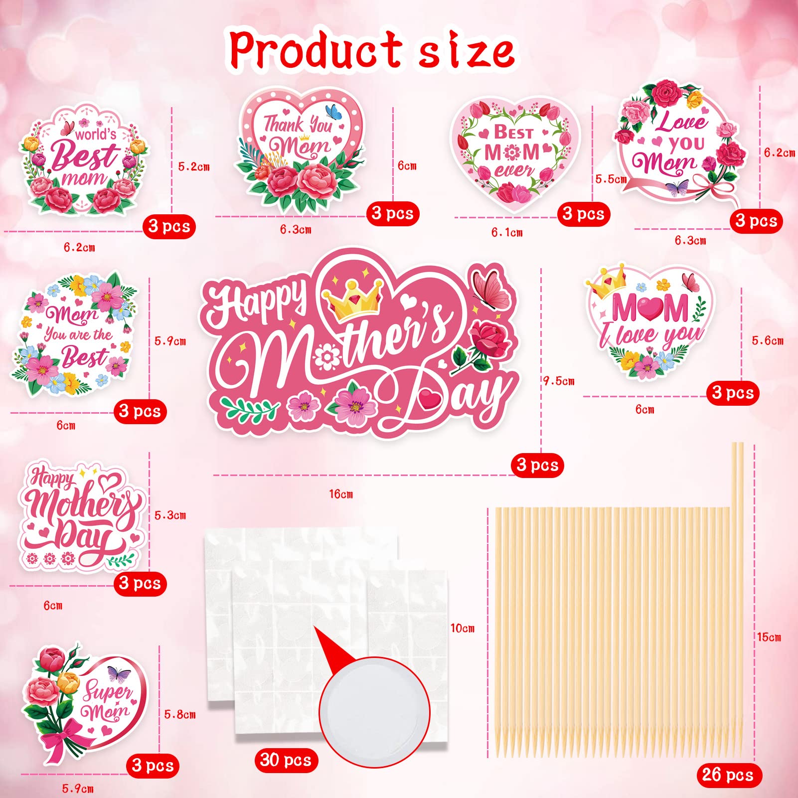 howaf-muttertag-tortendeko-cake-topper-25-st-ck-blumen image 3