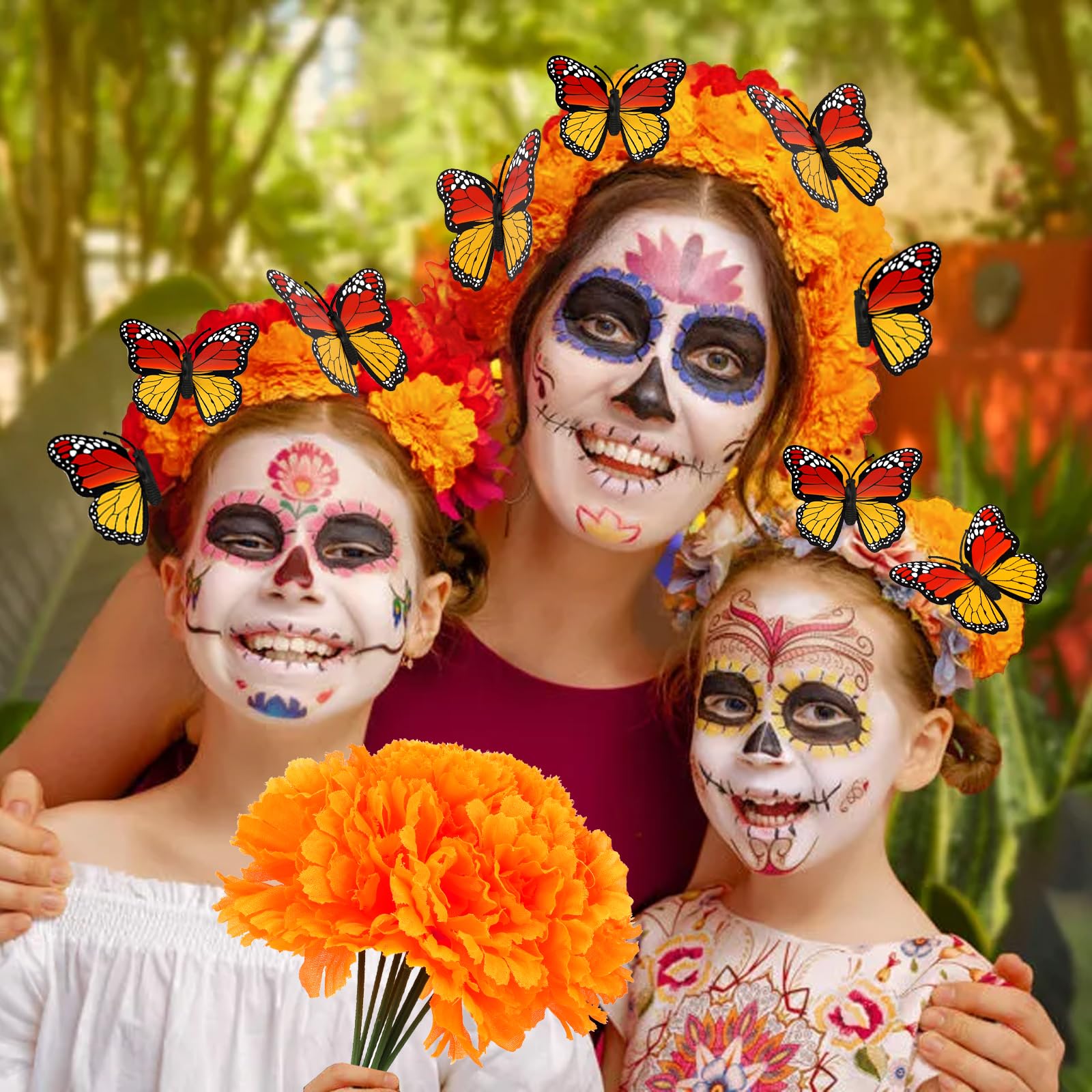 howaf-dia-de-los-muertos-ringelblumen-40tlg-orange-stiel image 6