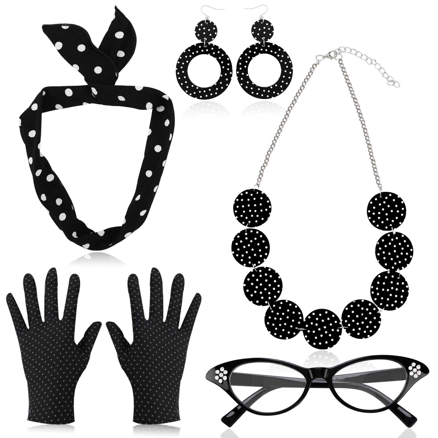 howaf-50er-jahre-accessoires-kost-mset-schwarz-5-teilig image 1