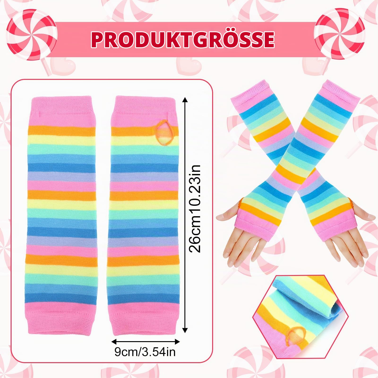 howaf-lollipop-kost-m-set-haarreif-handschuhe-tattoos-candy image 3