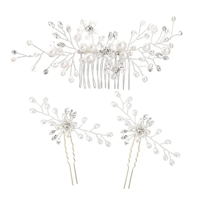 howaf-braut-haarschmuck-3er-set-blume-kristall-perlen image 1