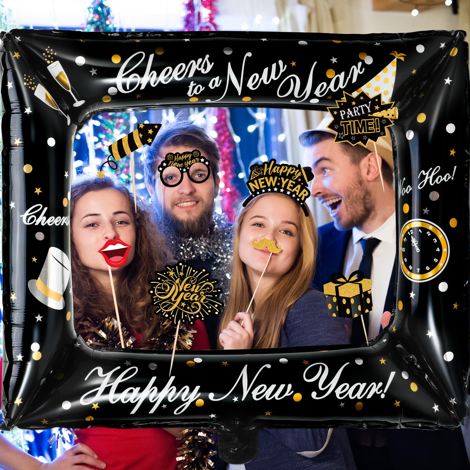 howaf-silvester-deko-2027-set-schwarz-gold-mit-ballons image 7