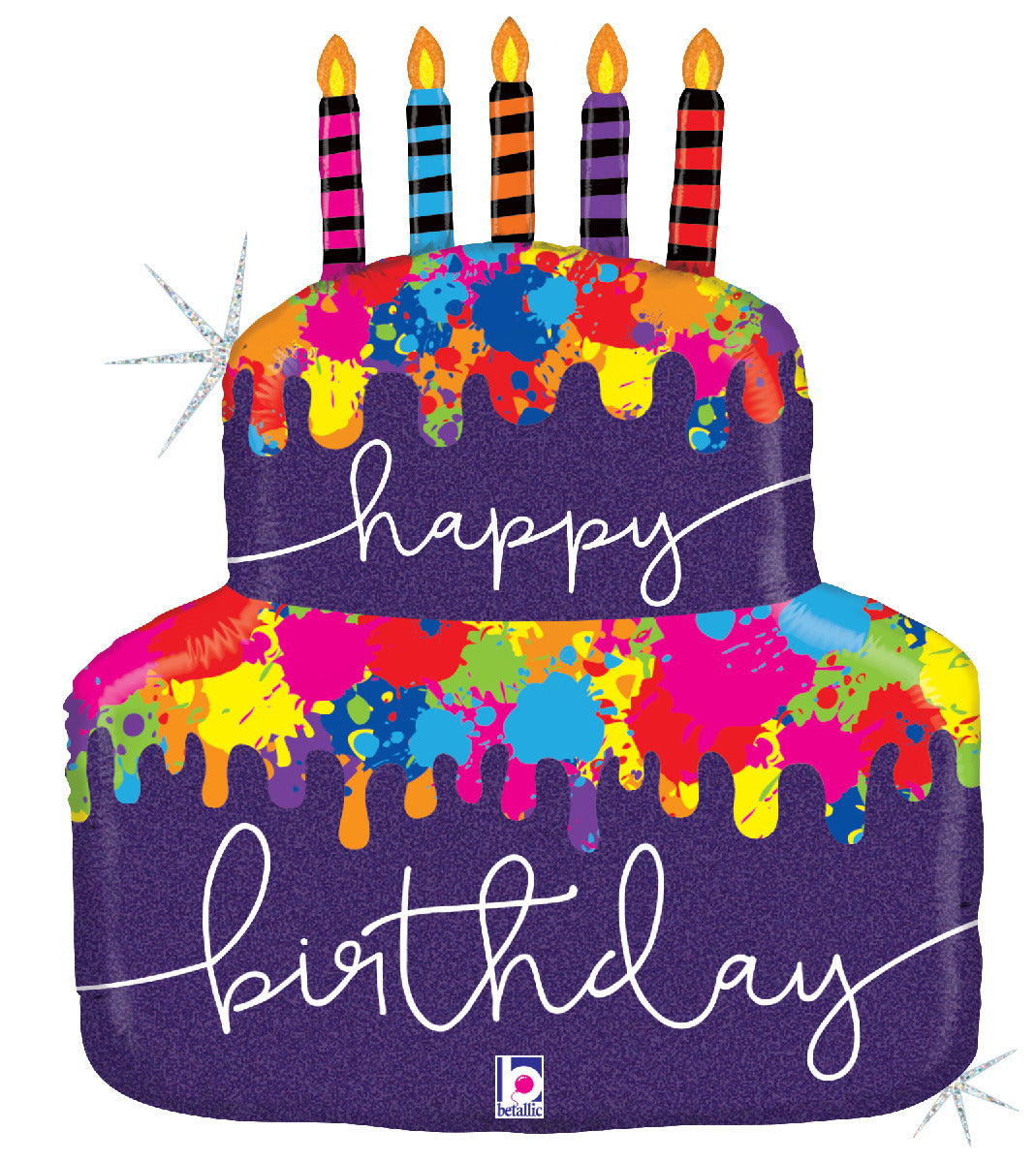 betallic-foil-balloons-paint-splatter-birthday-cake-folienballon-25-holografisch image 1