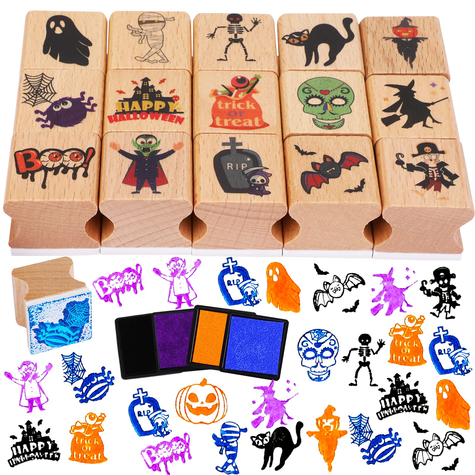 howaf-halloween-stempel-kinder-holzstempel-16-st-ck-kissen image 2