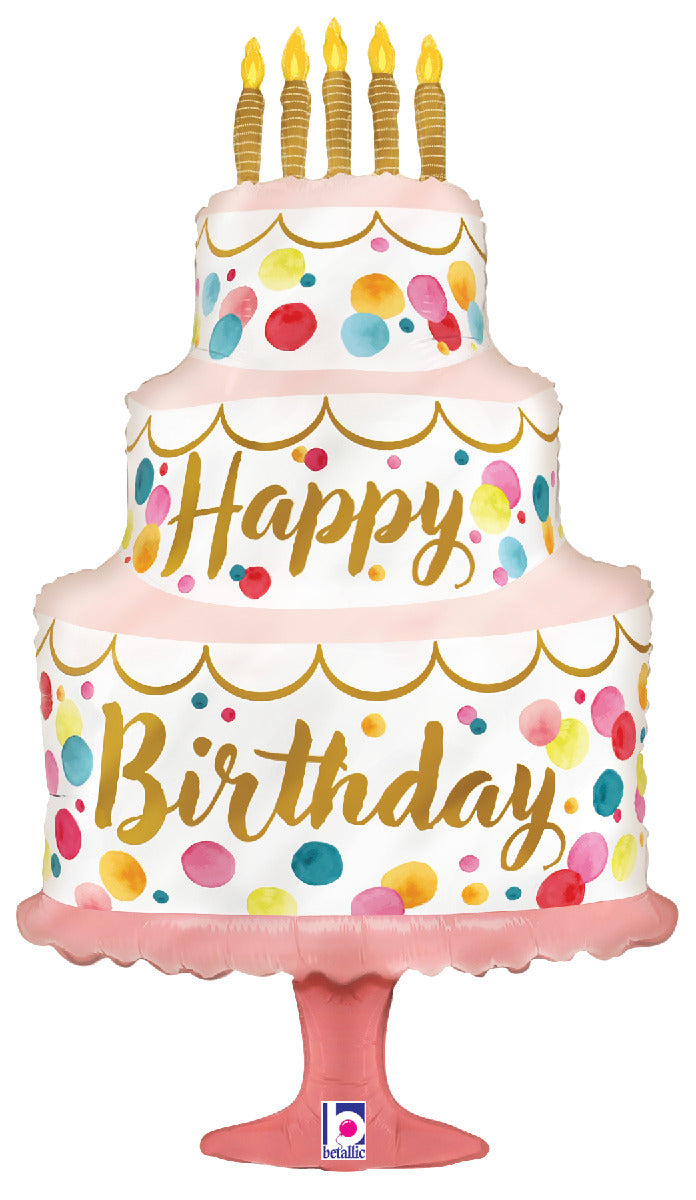 betallic-satin-birthday-pink-cake-folienballon-14-rosa image 2