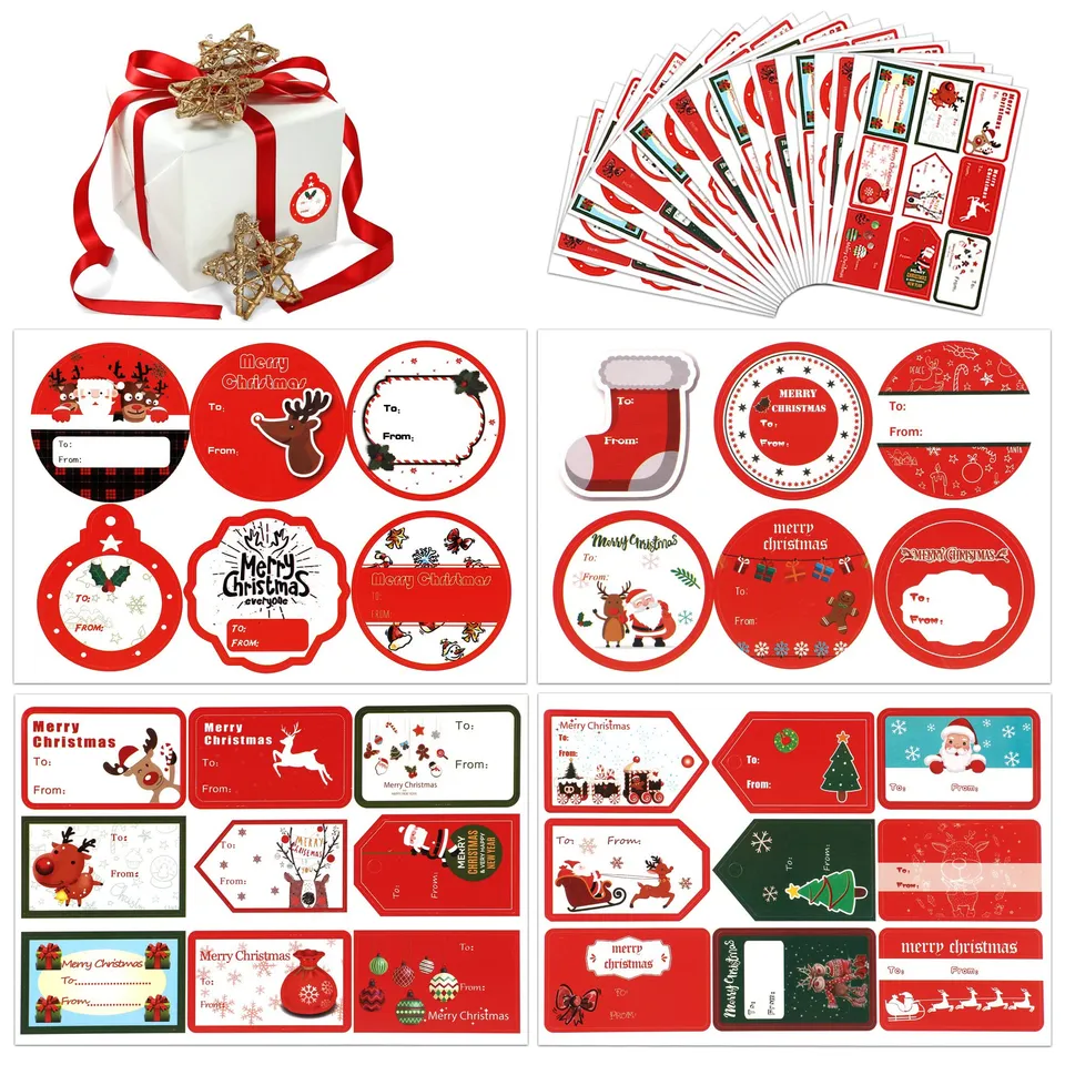 howaf-weihnachtsaufkleber-150-st-ck-geschenk-sticker-set image 1