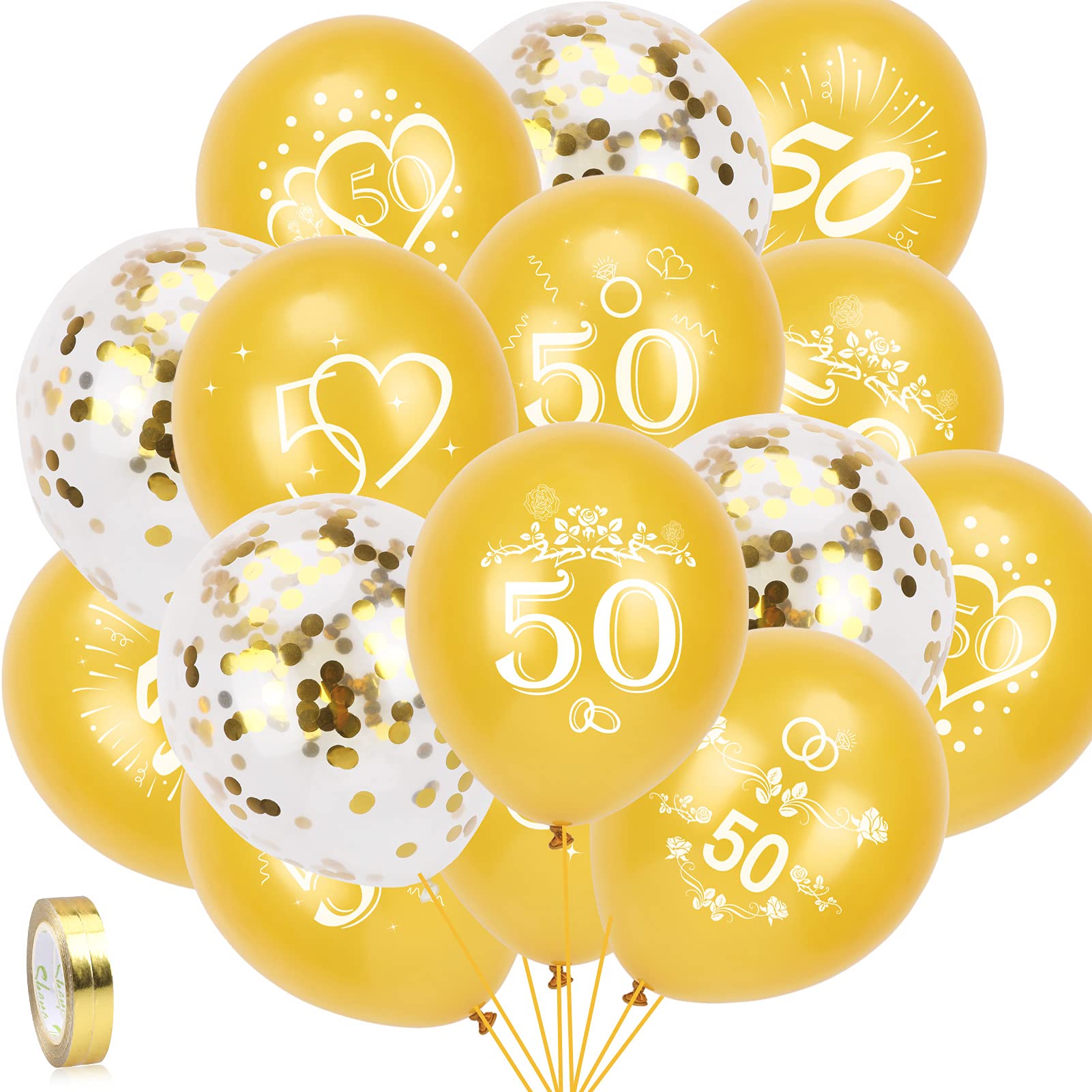 howaf-goldene-hochzeit-50-luftballon-set-35-tlg-gold-12-zoll image 1