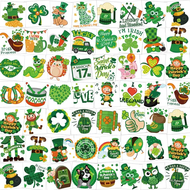 howaf-temporary-tattoos-klebetattoos-kleeblatt-leuchtend-96-st-ck image 1