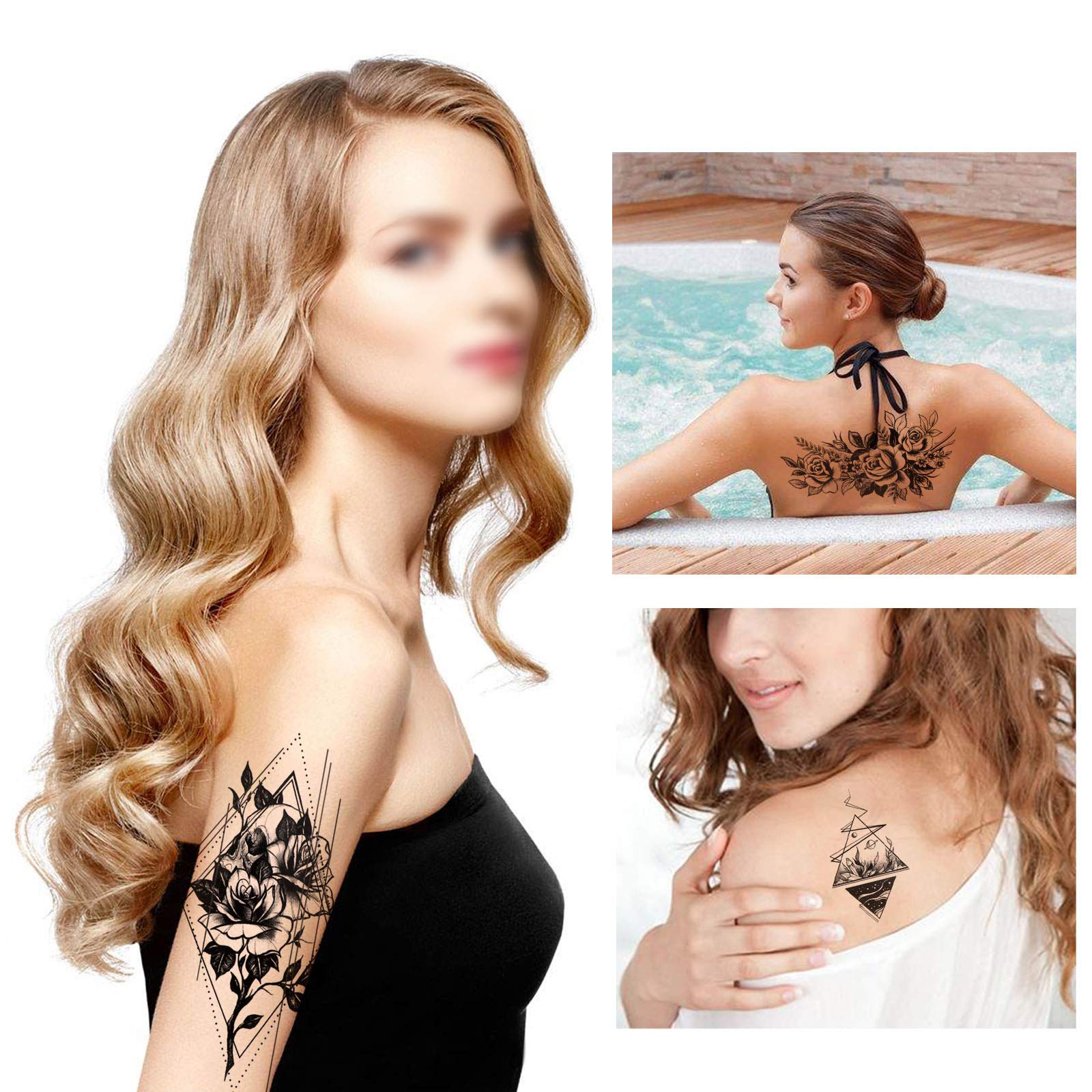 howaf-tempor-re-tattoos-schwarz-40-bl-tter-klein-adler-l-we image 5