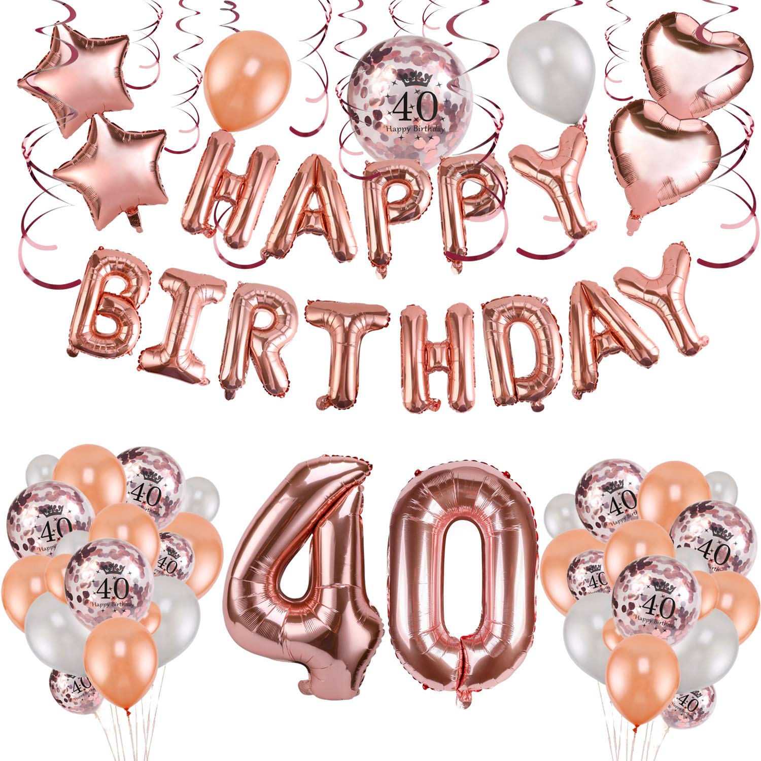 howaf-40-geburtstag-deko-set-ros-gold-ballons-happy-birthday image 2