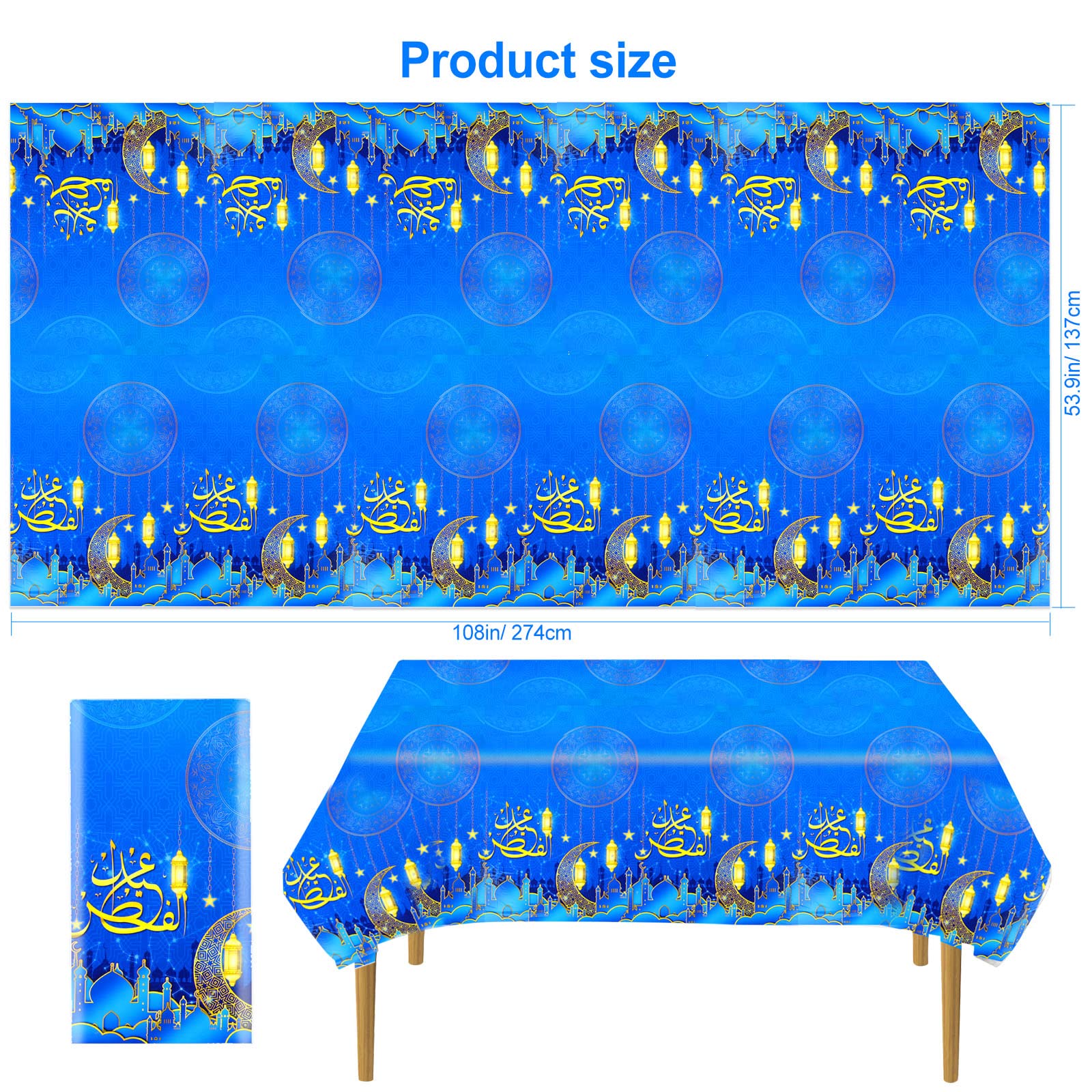 howaf-ramadan-tischdecke-eid-mubarak-2-st-ck-blau-pvc image 2