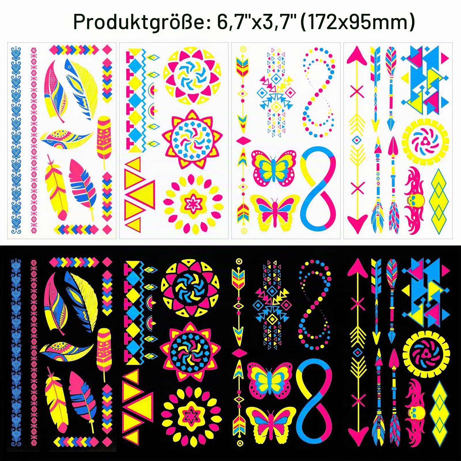 howaf-neon-tattoos-schwarzlicht-klebetattoos-20-bl-tter image 2
