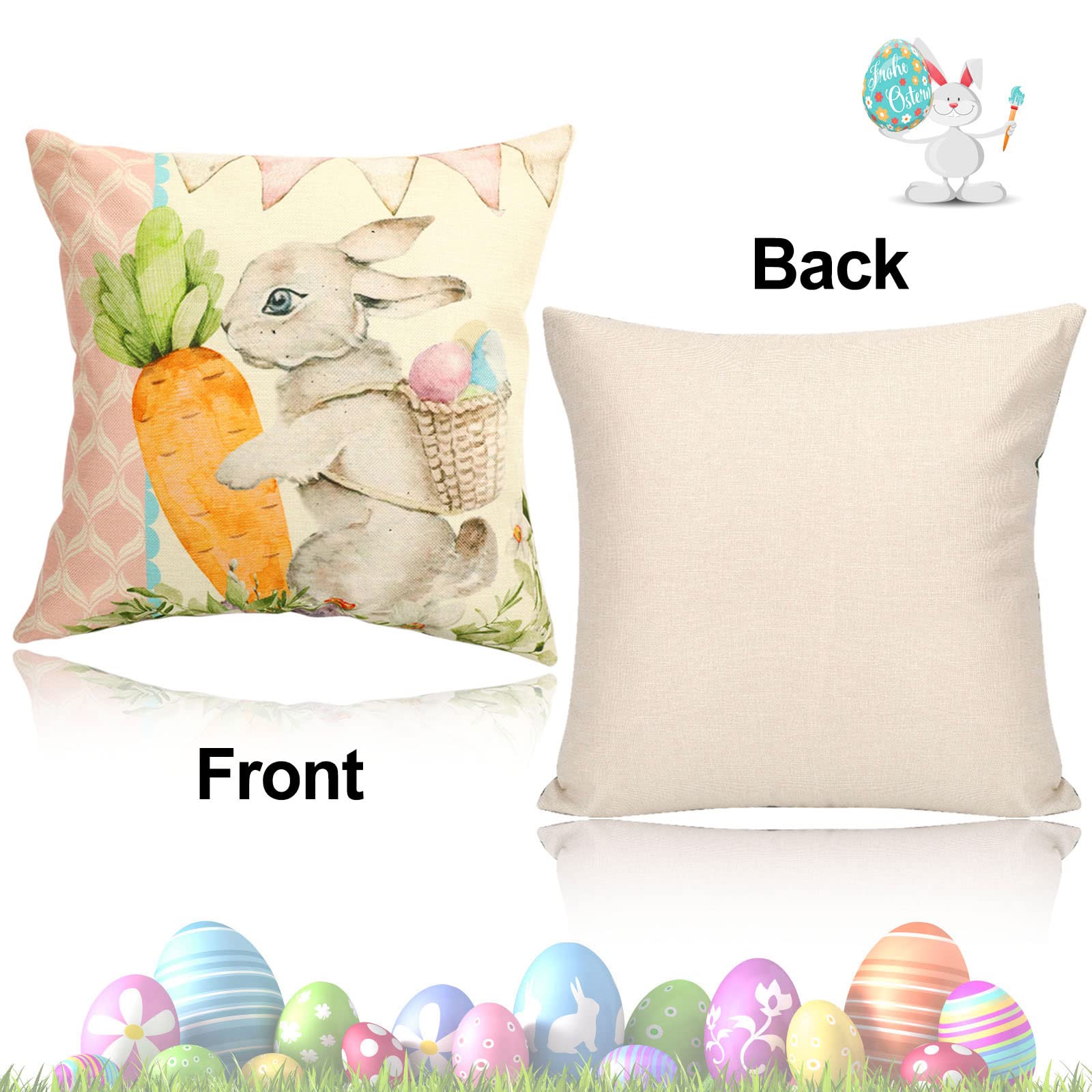 howaf-ostern-kissenbezug-45x45-cm-4er-set-beige-hase-leinen image 3
