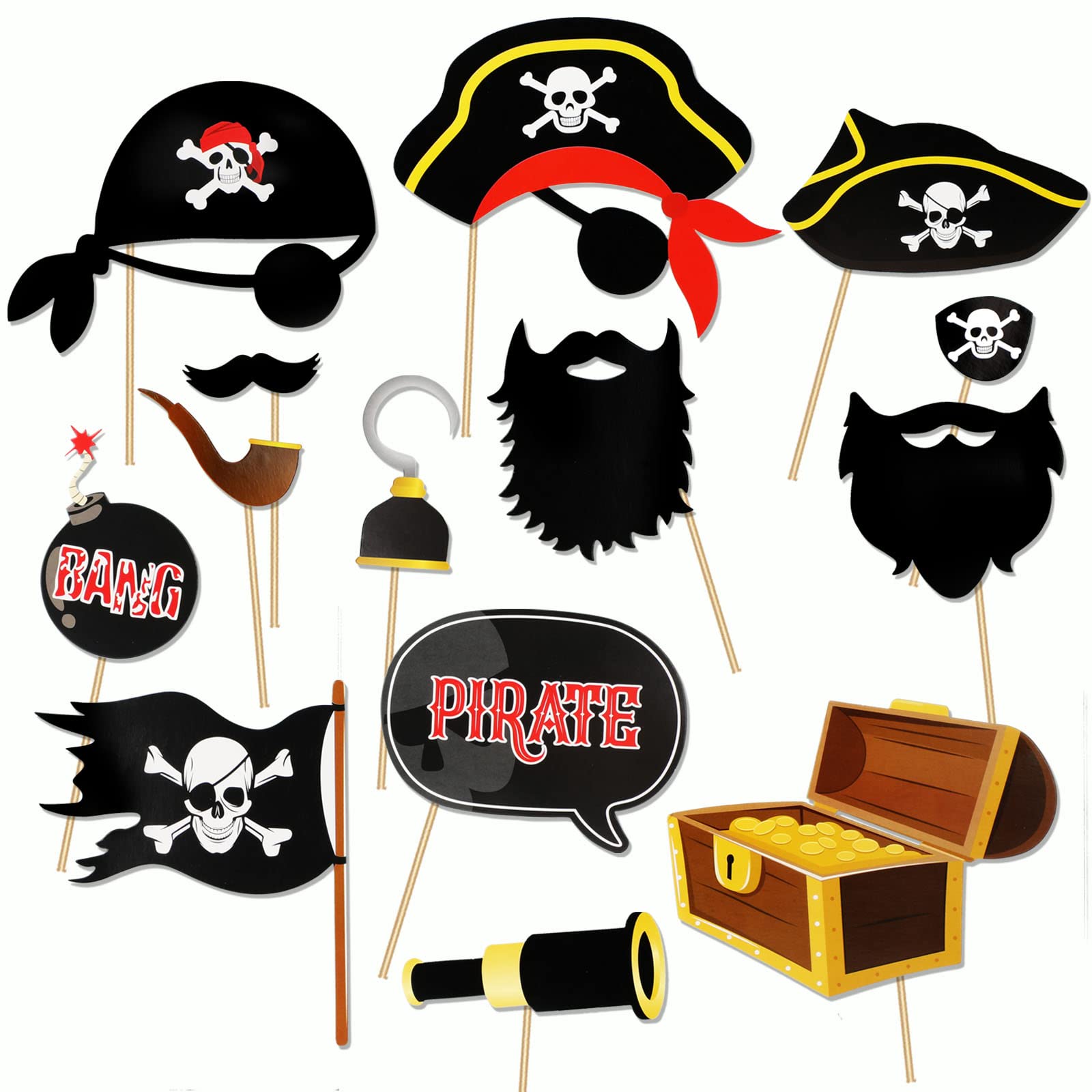 howaf-photo-booth-props-piraten-fotobox-30-teile-holzstab image 4