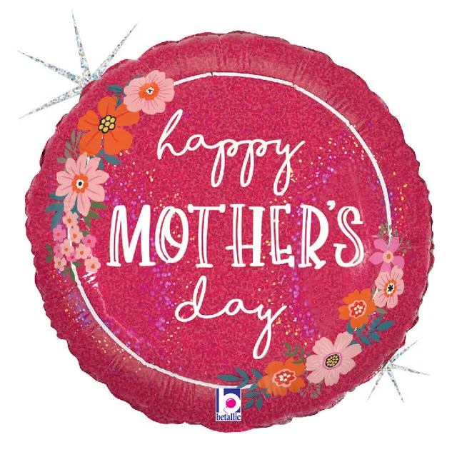 betallic-floral-mother-s-day-folienballon-9-zoll-glitzer-holografisch image 1