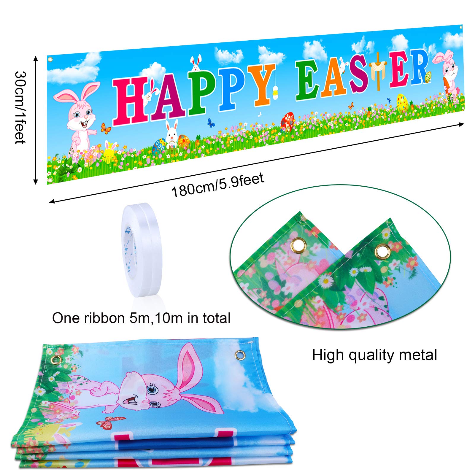 howaf-frohe-ostern-banner-stoff-180x30cm-oster-deko image 2