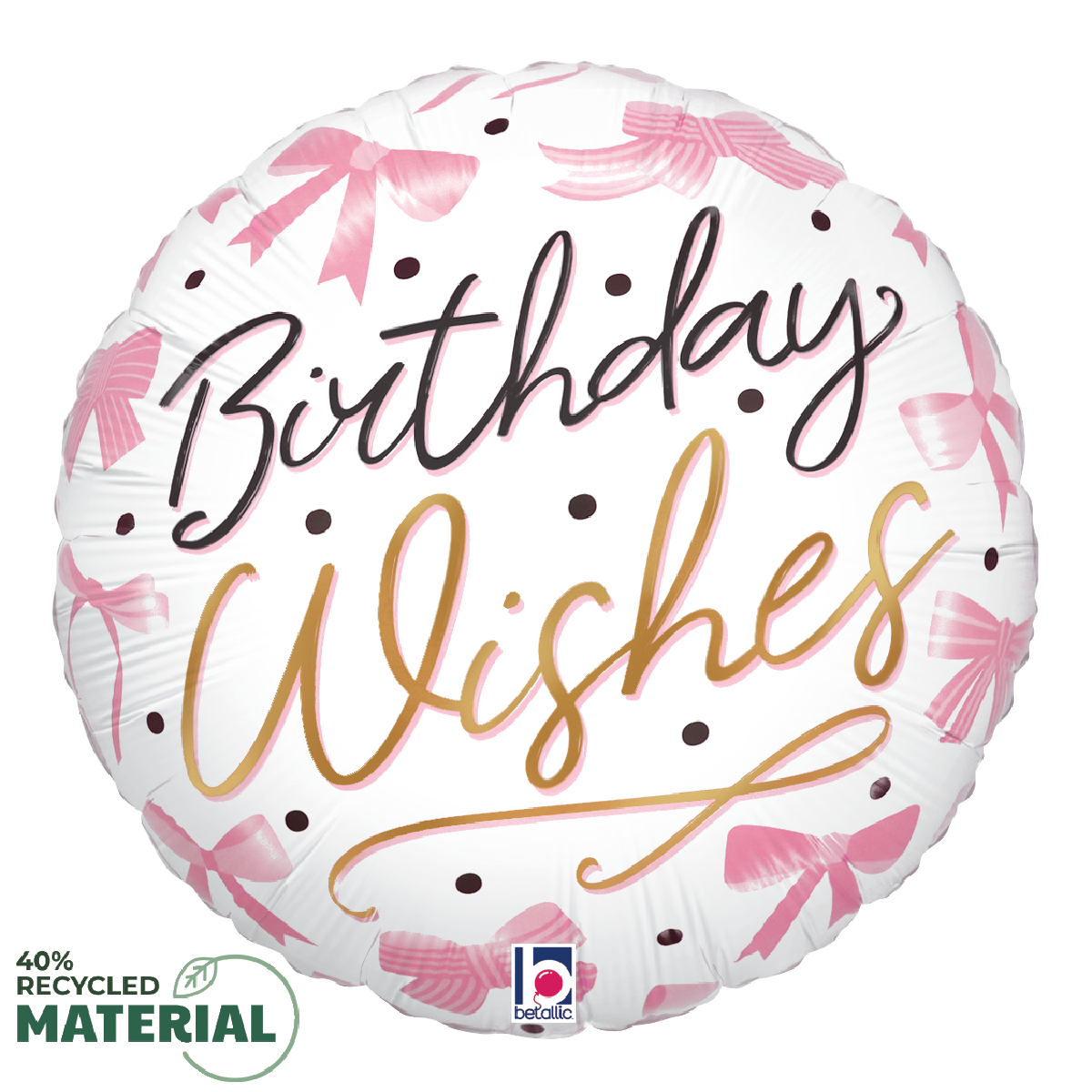 betallic-pink-bow-birthday-wishes-folienballon-18-zoll-rosa image 1