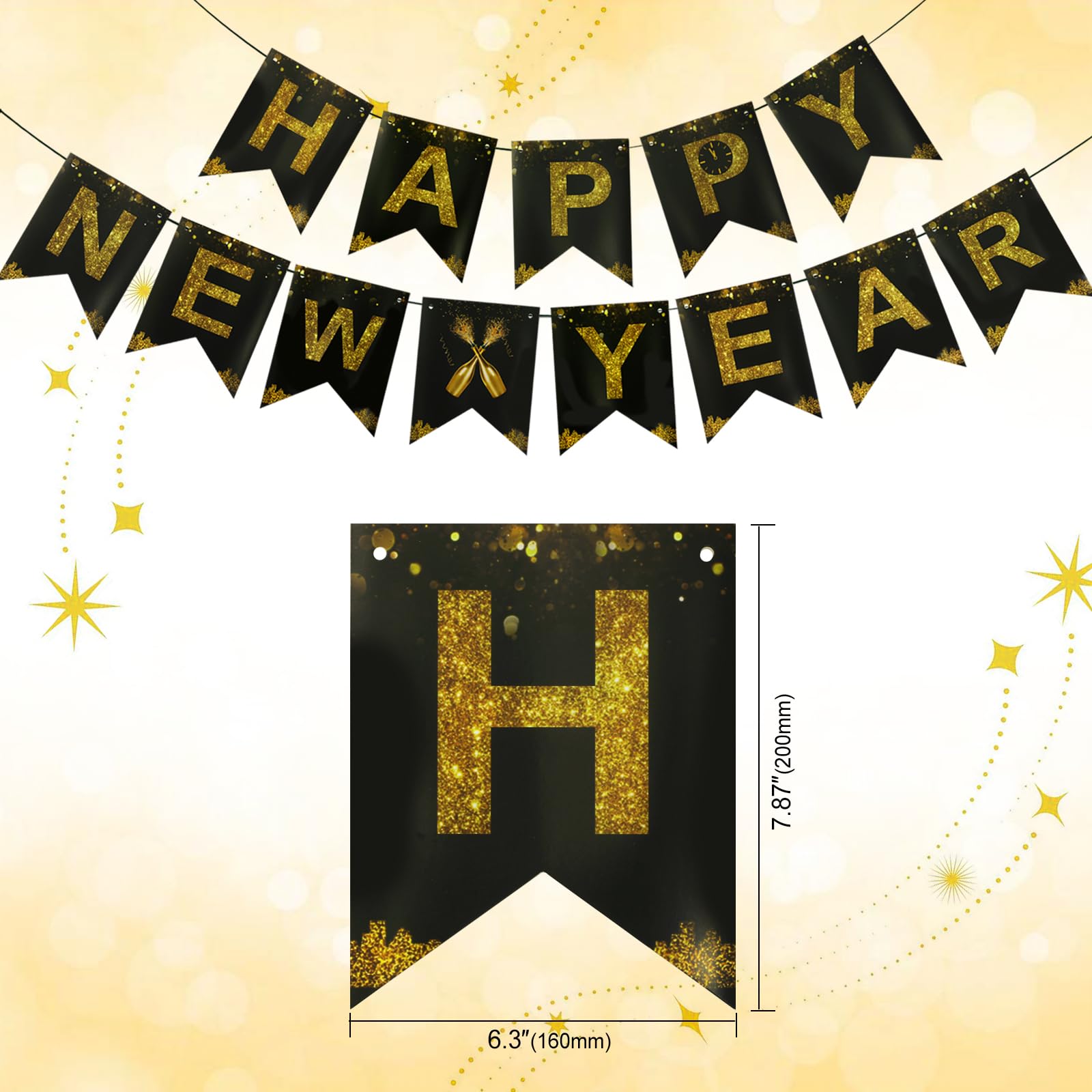 howaf-silvester-deko-2027-set-53-teilig-schwarz-gold-ballons image 2