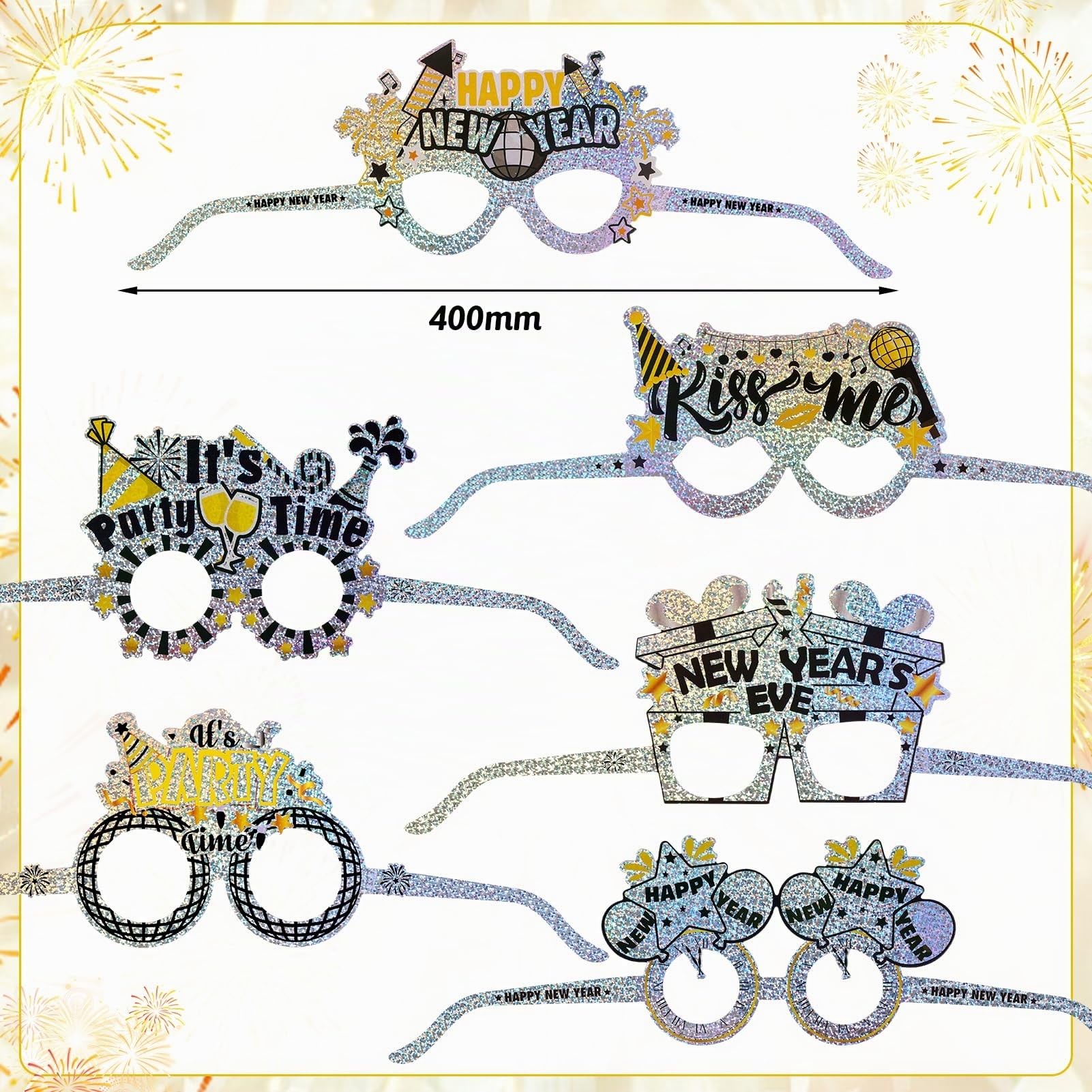howaf-silvester-brille-2027-glitzer-silber-12-st-ck-party image 2