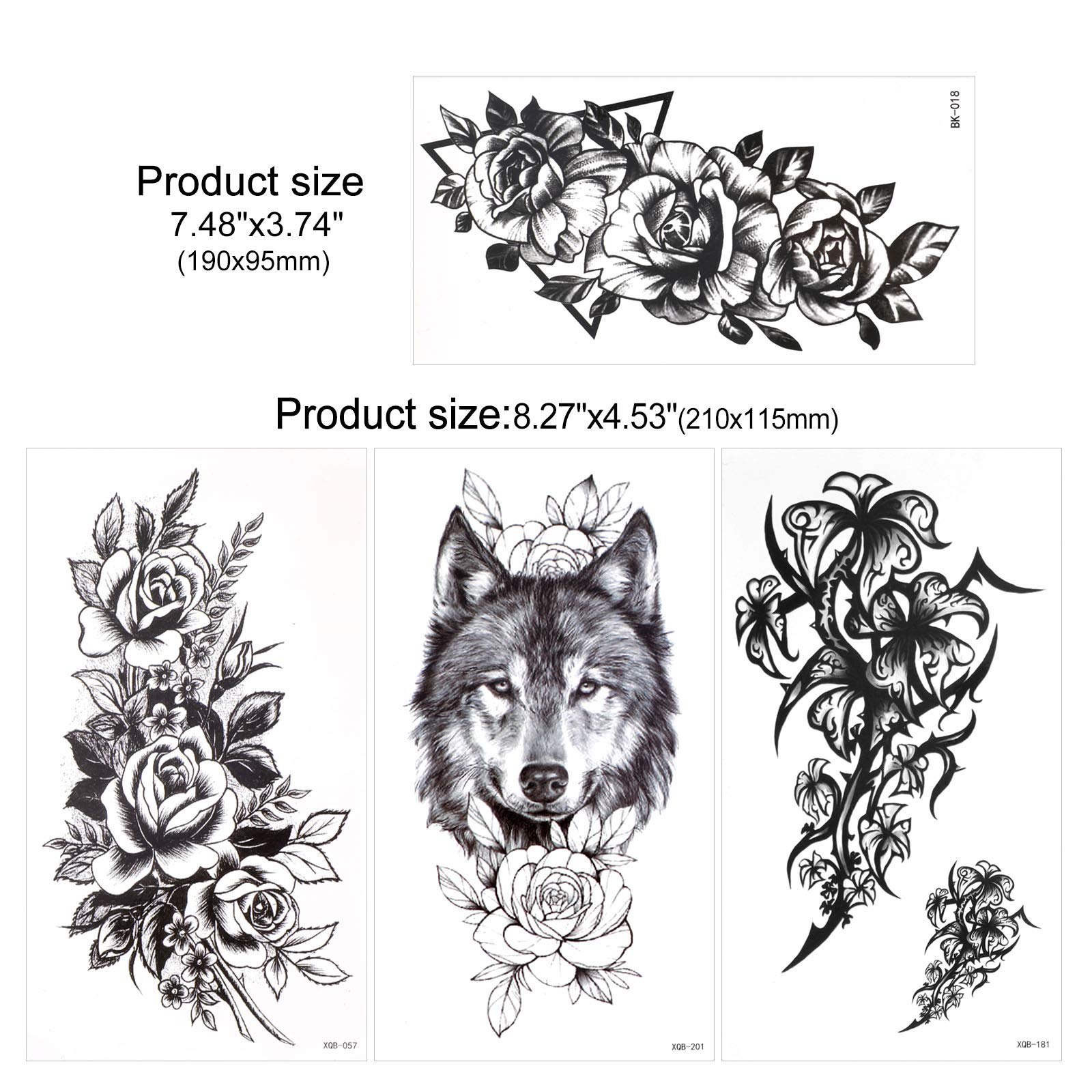 howaf-tempor-re-tattoos-schwarz-40-bl-tter-klein-adler-l-we image 3