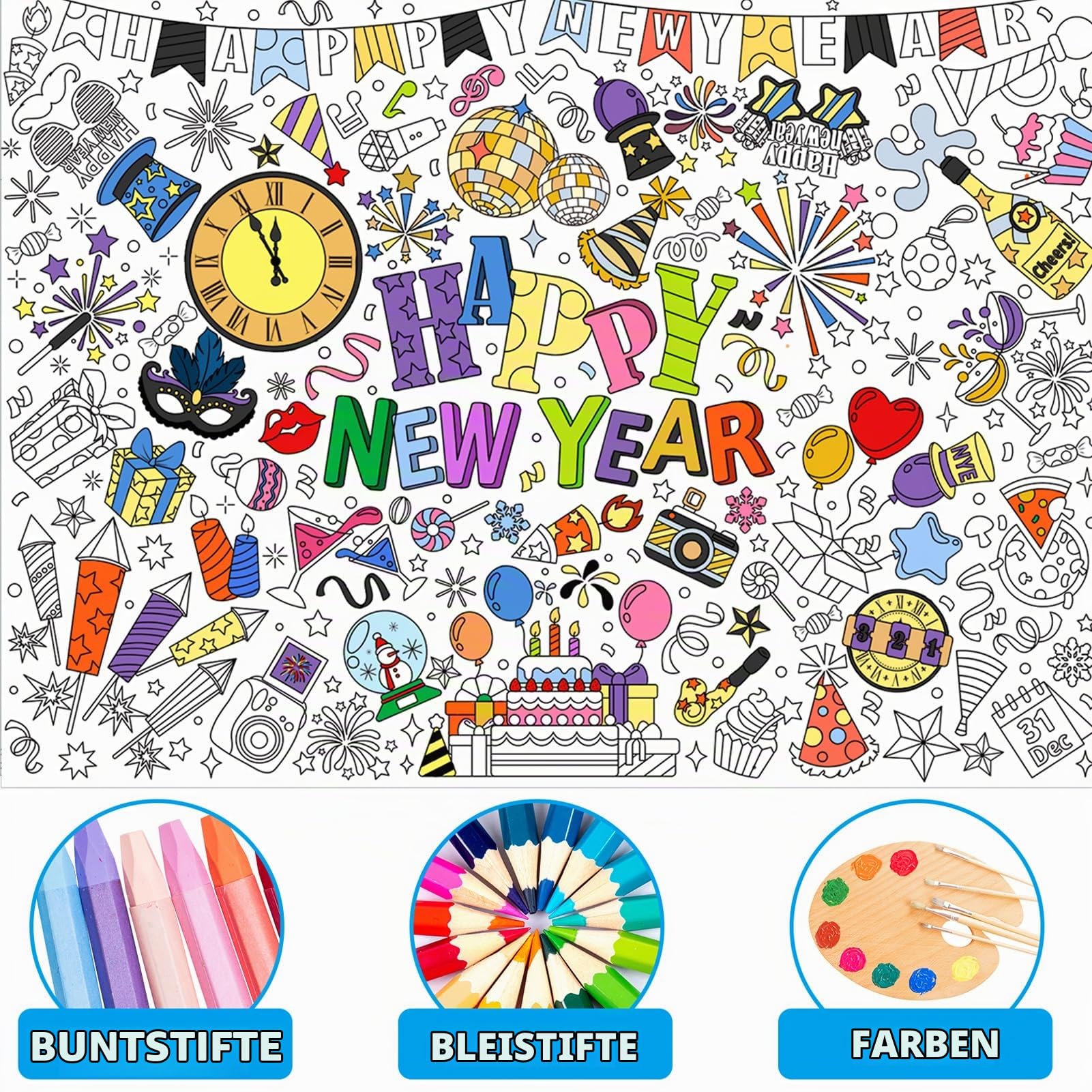 howaf-happy-new-year-ausmal-tischdecke-papier-mit-24-stiften image 3