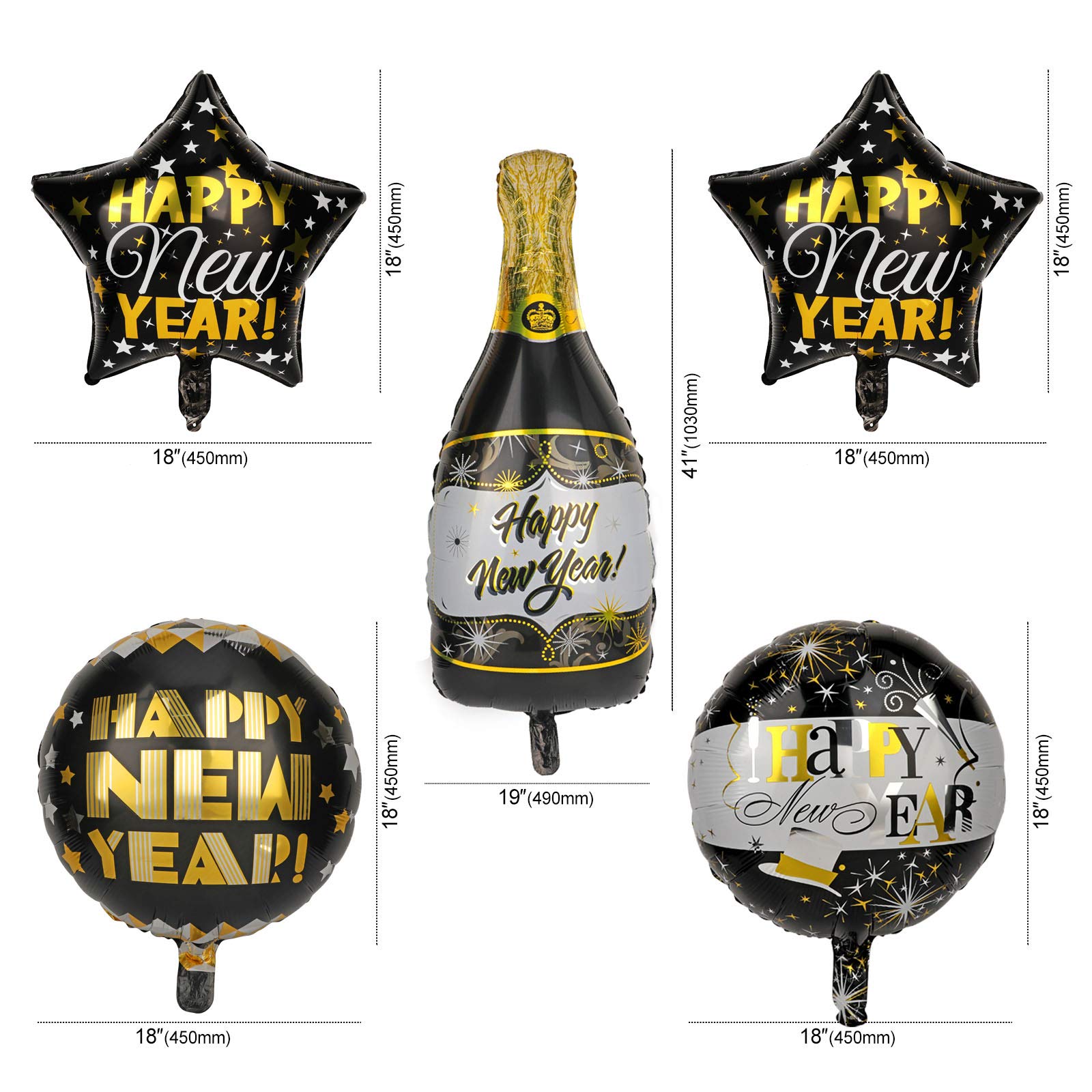 howaf-silvester-deko-2025-set-schwarz-gold-54-teilig image 3