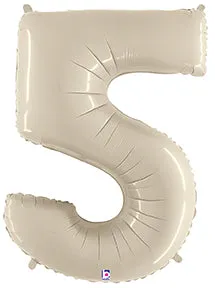 betallic-number-5-white-sand-zahlenballon-34-zoll image 1