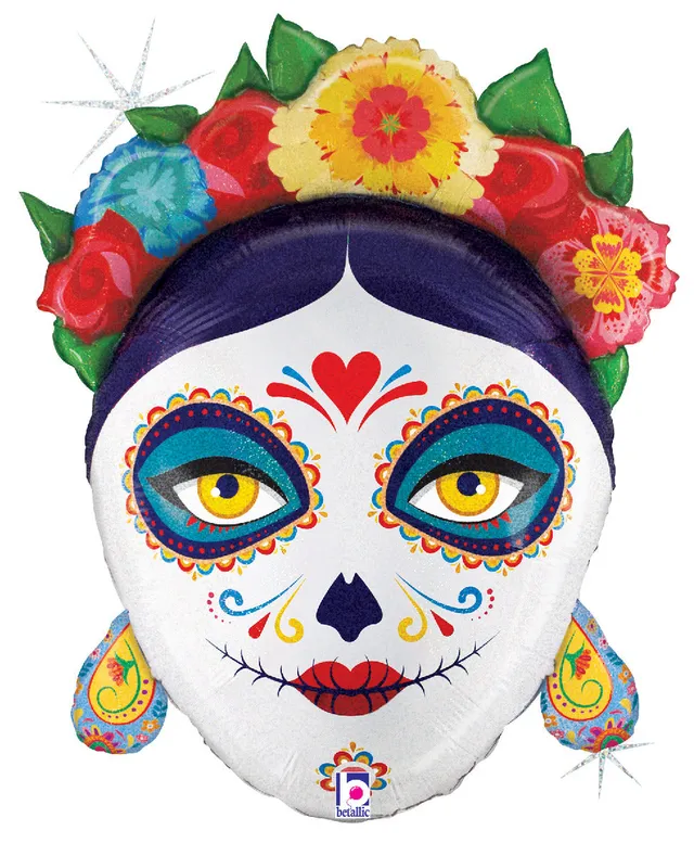 betallic-floral-la-catrina-folienballon-27-zoll-totenkopf image 1