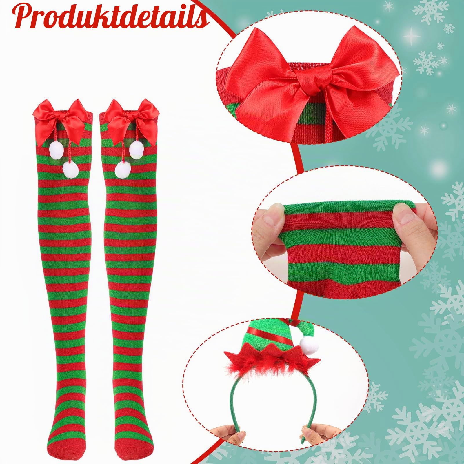 howaf-elf-kost-m-weihnachten-4-teilig-haarreif-ohren image 3