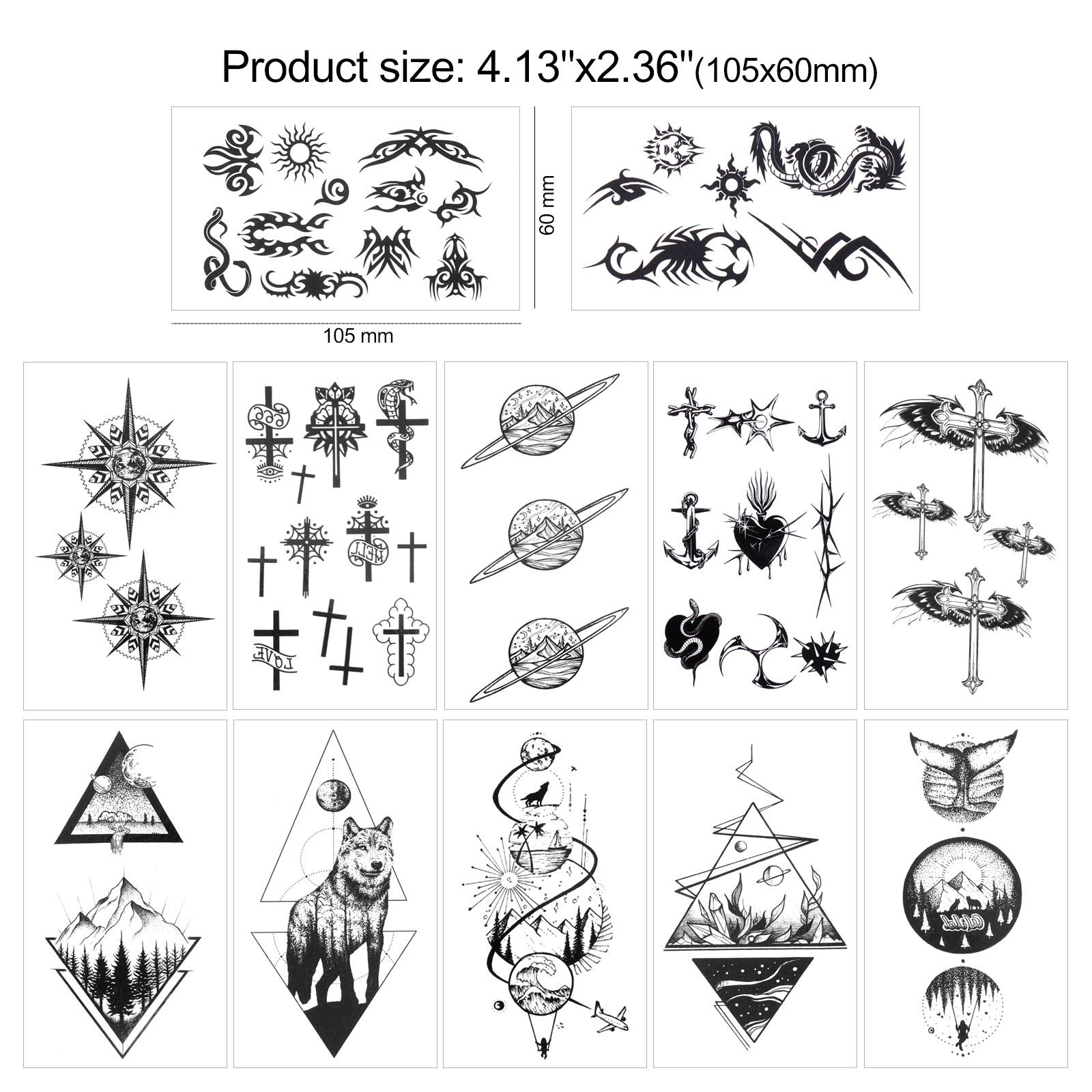 howaf-tempor-re-tattoos-schwarz-30-bl-tter-wasserdicht-klein image 2