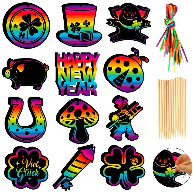 howaf-silvester-kratzbilder-gl-cksbringer-36-st-ck-set image 1