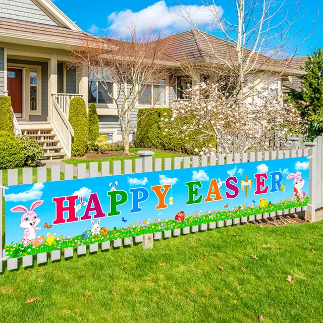 howaf-frohe-ostern-banner-stoff-180x30cm-oster-deko image 1